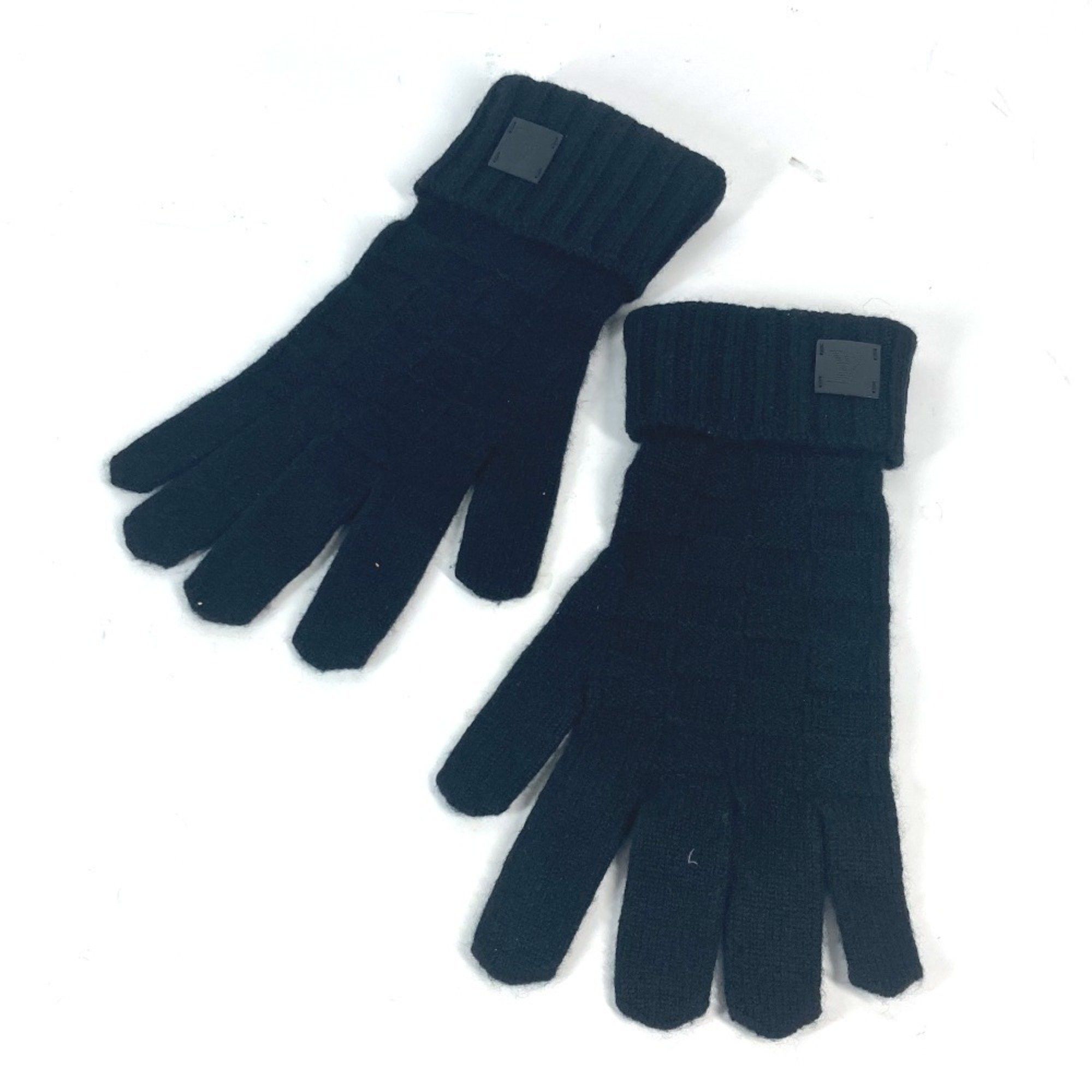 Louis Vuitton LOUIS VUITTON M72682 Leather Patch Tag Gon Helsinki Damier Gloves Cashmere Men's Black Size ONE SIZE - 3 Thumbnail