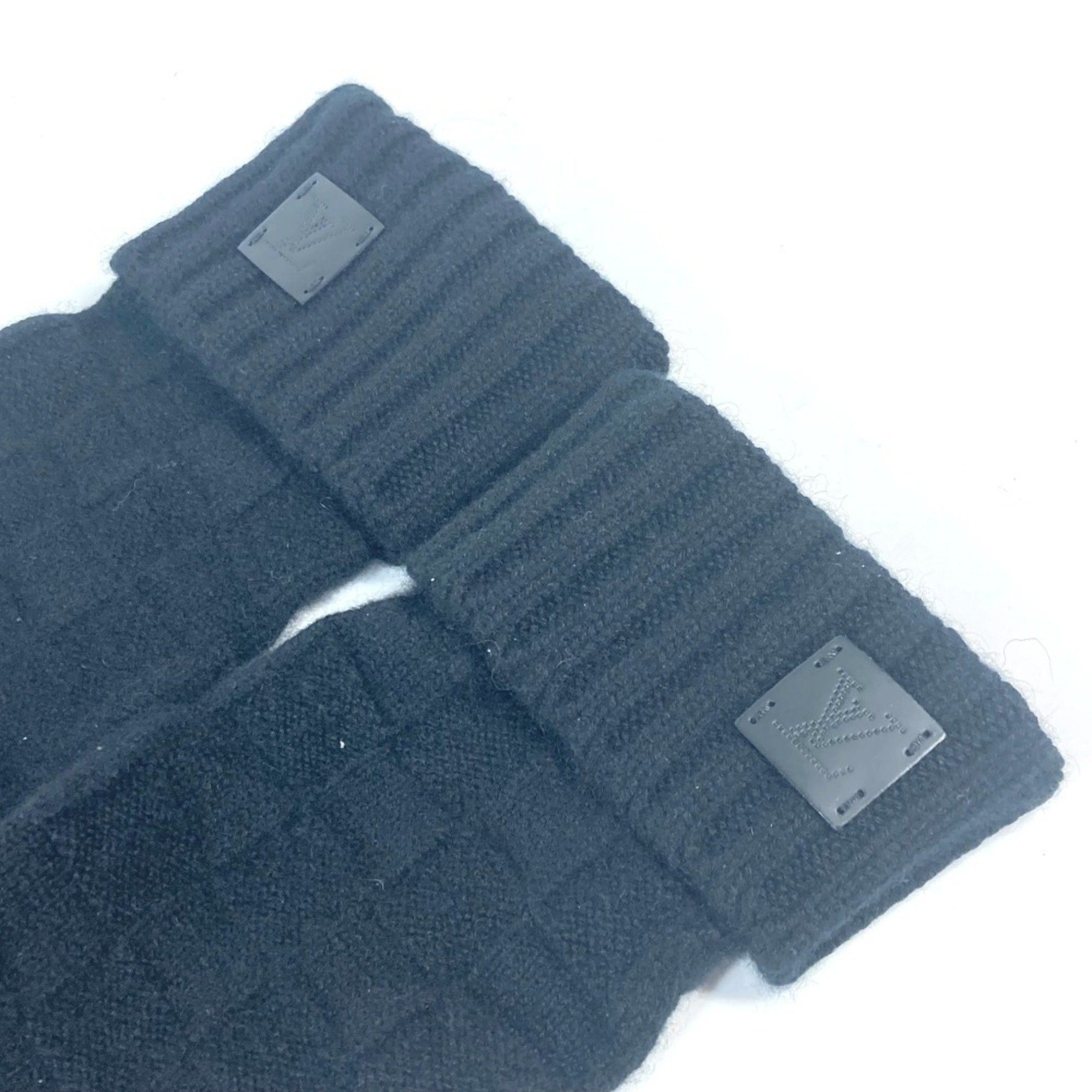 Louis Vuitton LOUIS VUITTON M72682 Leather Patch Tag Gon Helsinki Damier Gloves Cashmere Men's Black Size ONE SIZE - 4 Thumbnail