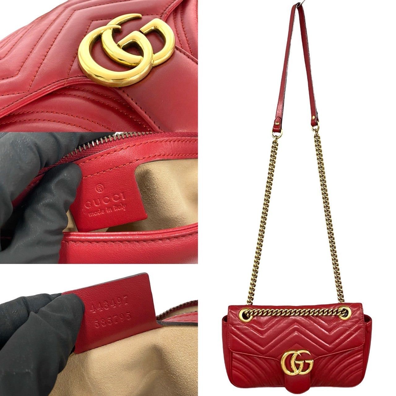 Gucci Gucci Shoulder Bag Red Leather Size ONE SIZE - 3 Thumbnail
