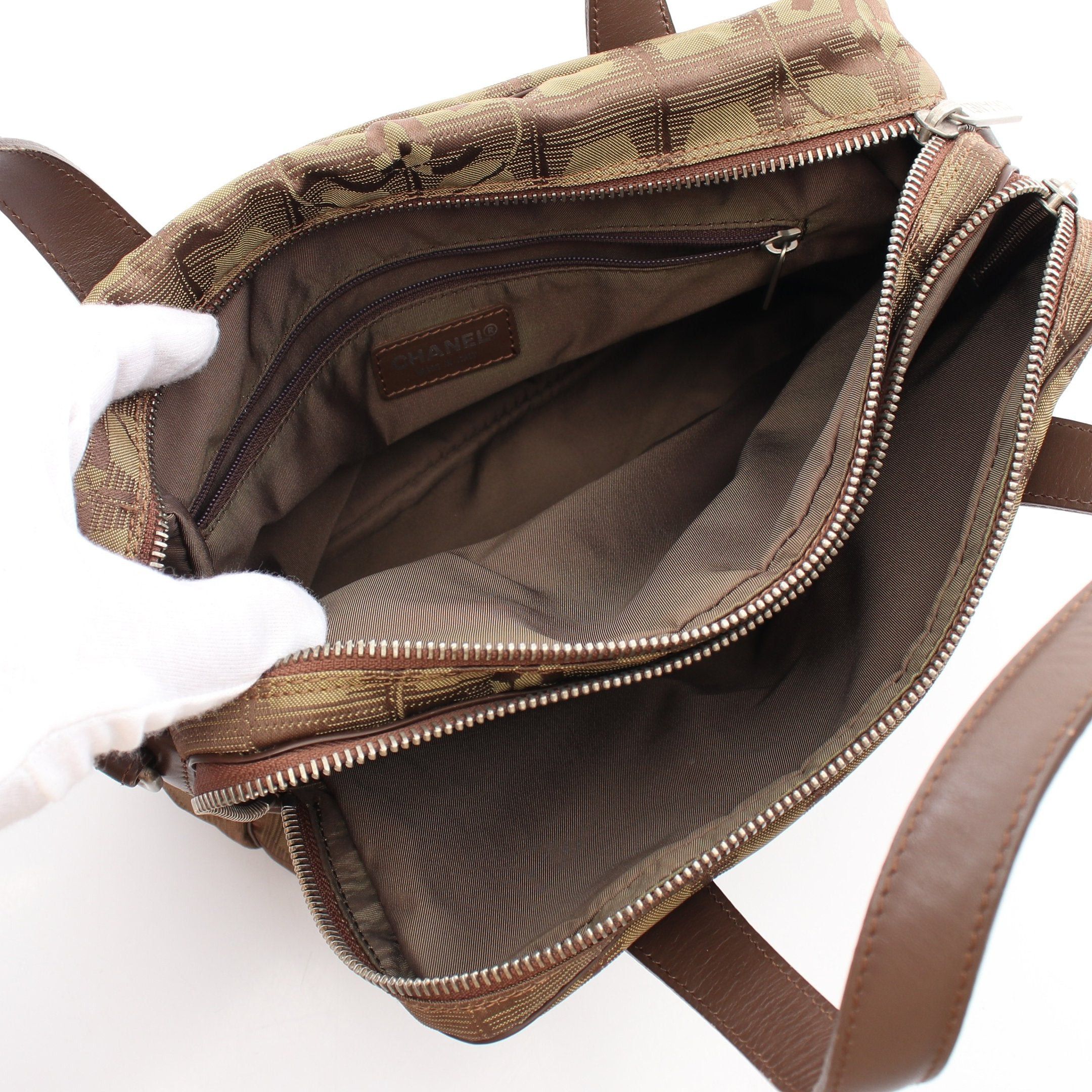 Chanel Chanel New Travel Line Handbag Nylon Canvas Leather Khaki Green Brown Silver Hardware Size ONE SIZE - 3 Thumbnail