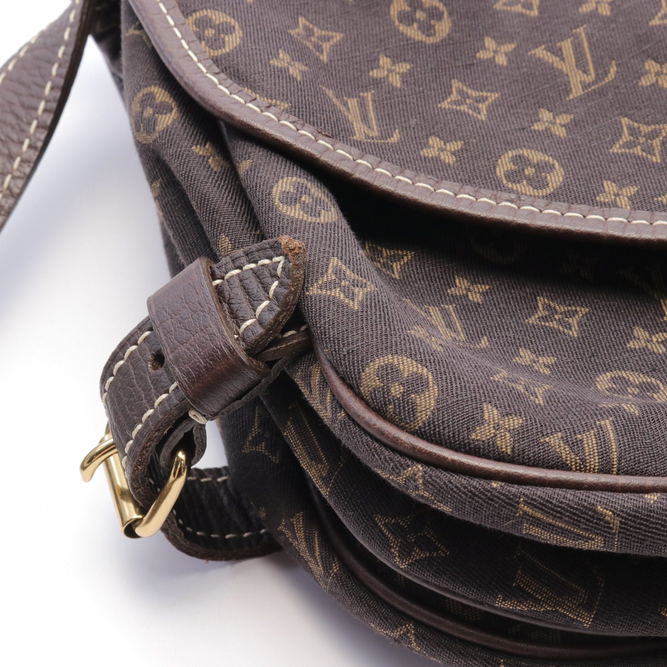 Louis Vuitton Louis Vuitton Saumur Monogram Mini Run Ebene Shoulder Bag Canvas Leather Dark Brown Size ONE SIZE - 7 Thumbnail