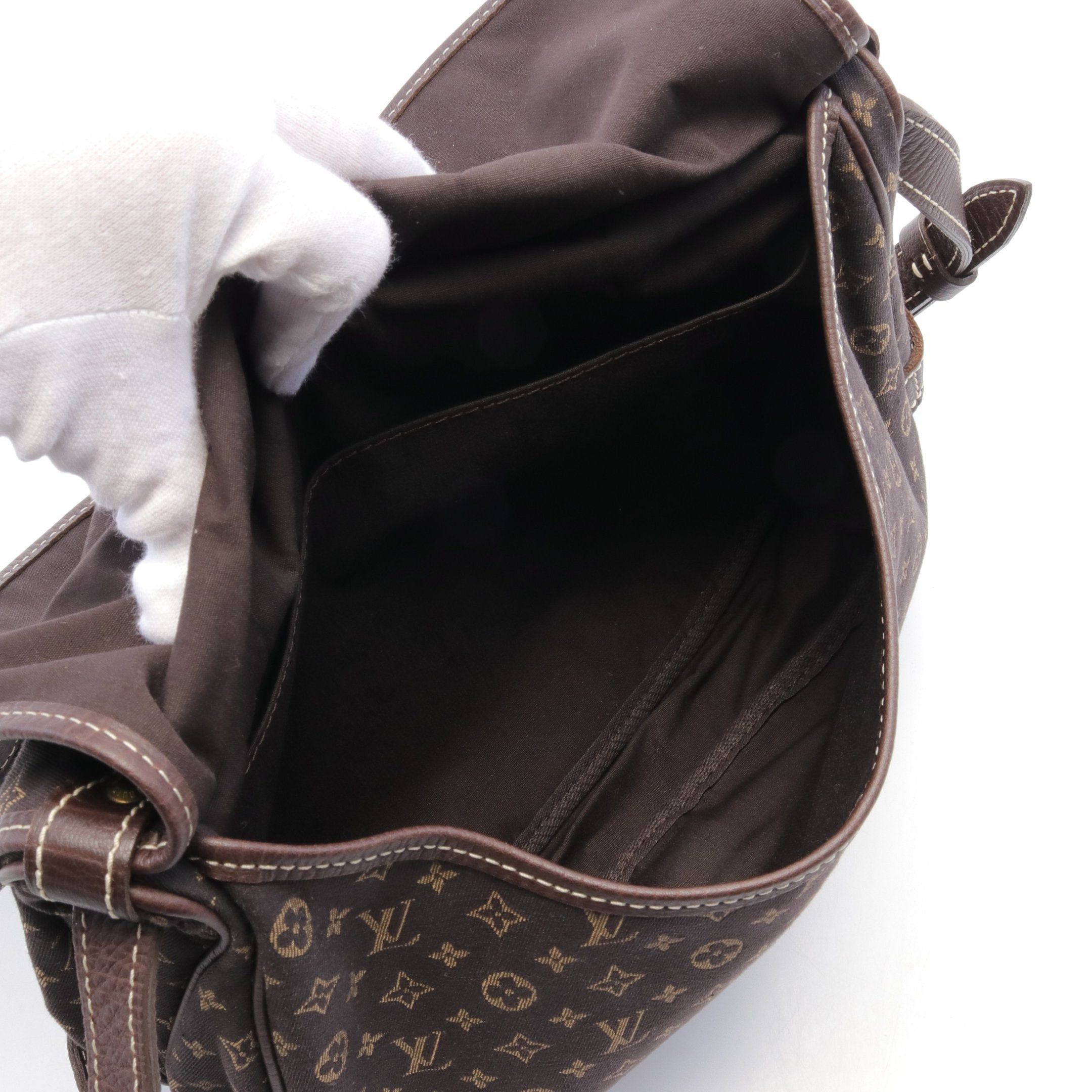 Louis Vuitton Louis Vuitton Saumur Monogram Mini Run Ebene Shoulder Bag Canvas Leather Dark Brown Size ONE SIZE - 4 Thumbnail