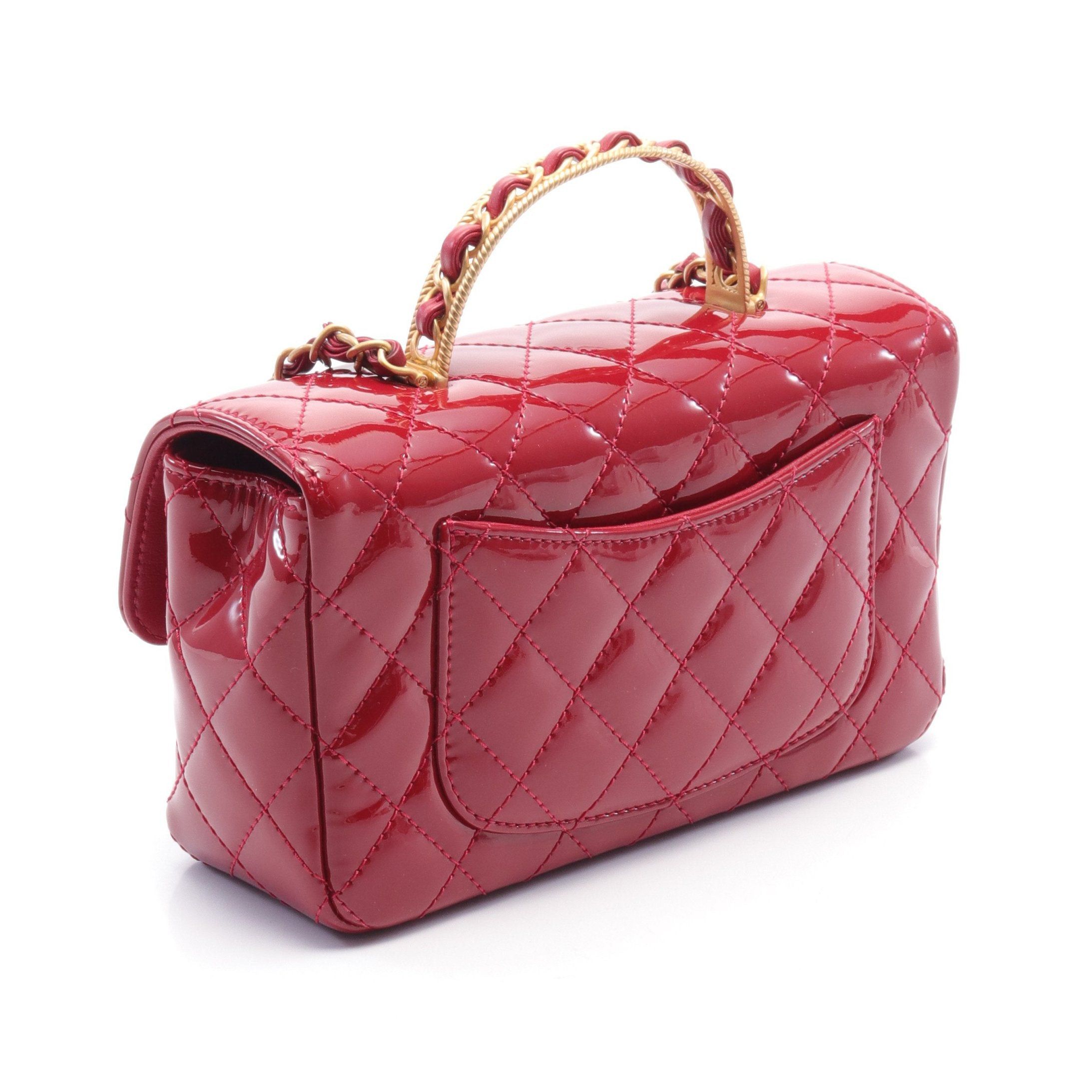 Chanel Chanel Matelasse Top Handle Chain Shoulder Bag Patent Leather Red Gold Hardware Size ONE SIZE - 2 Thumbnail