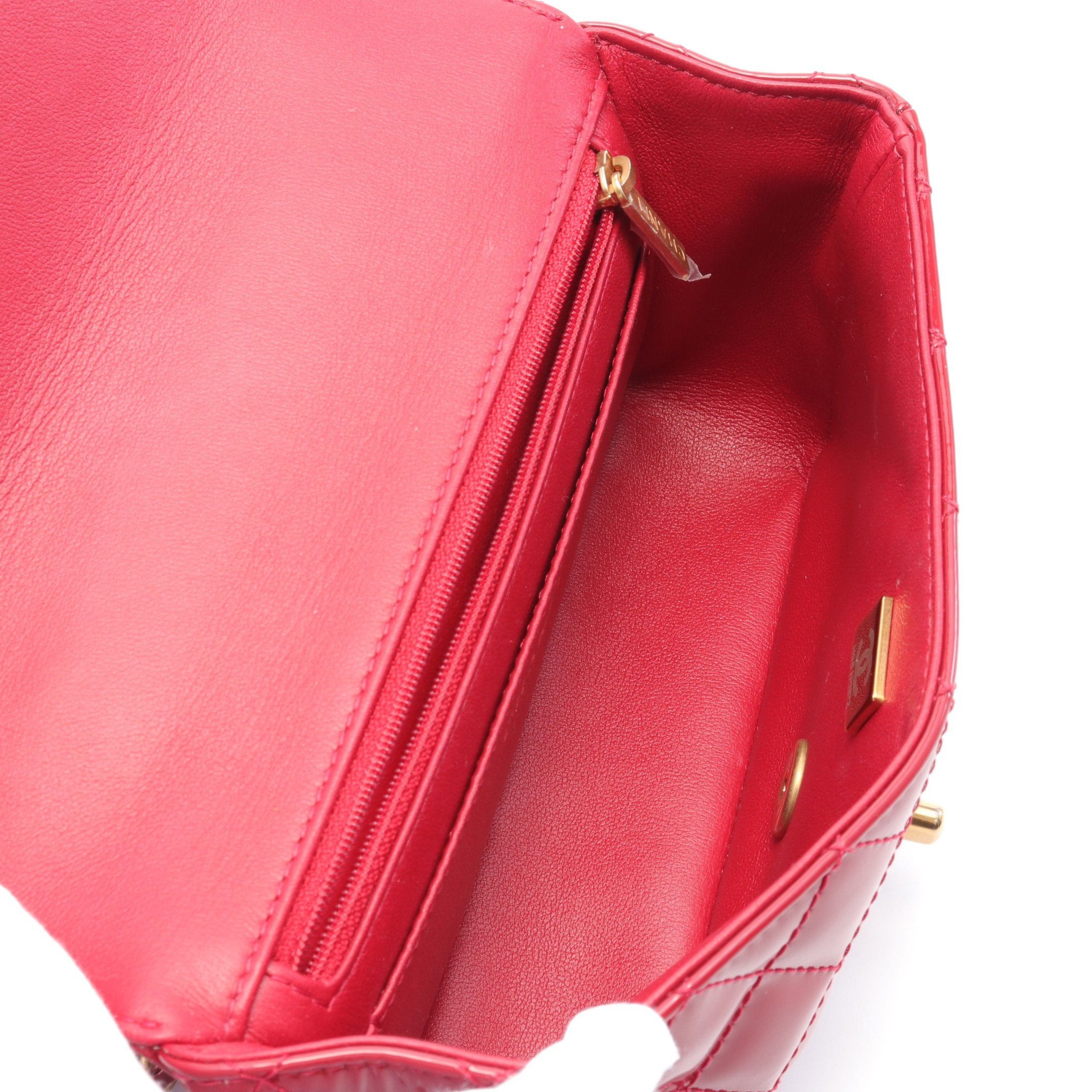 Chanel Chanel Matelasse Top Handle Chain Shoulder Bag Patent Leather Red Gold Hardware Size ONE SIZE - 3 Thumbnail