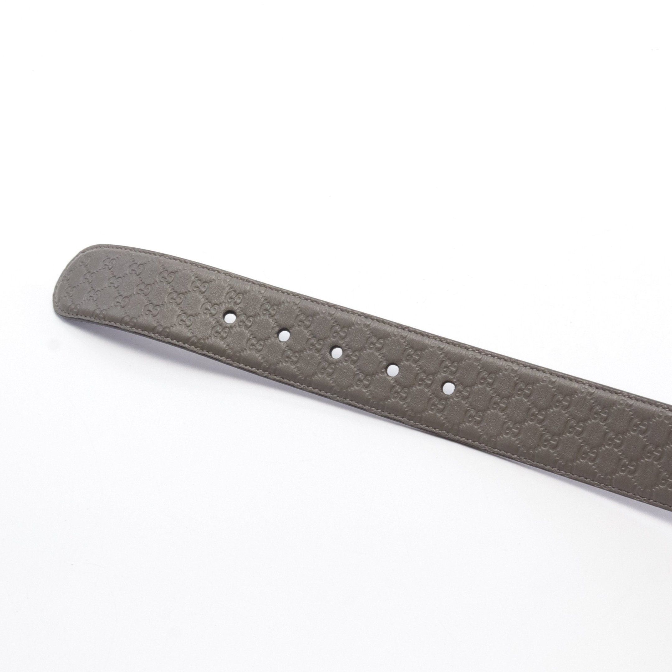 Gucci Gucci Micro Gg Guccissima Belt Leather Gray Gold Hardware Size ONE SIZE - 3 Thumbnail