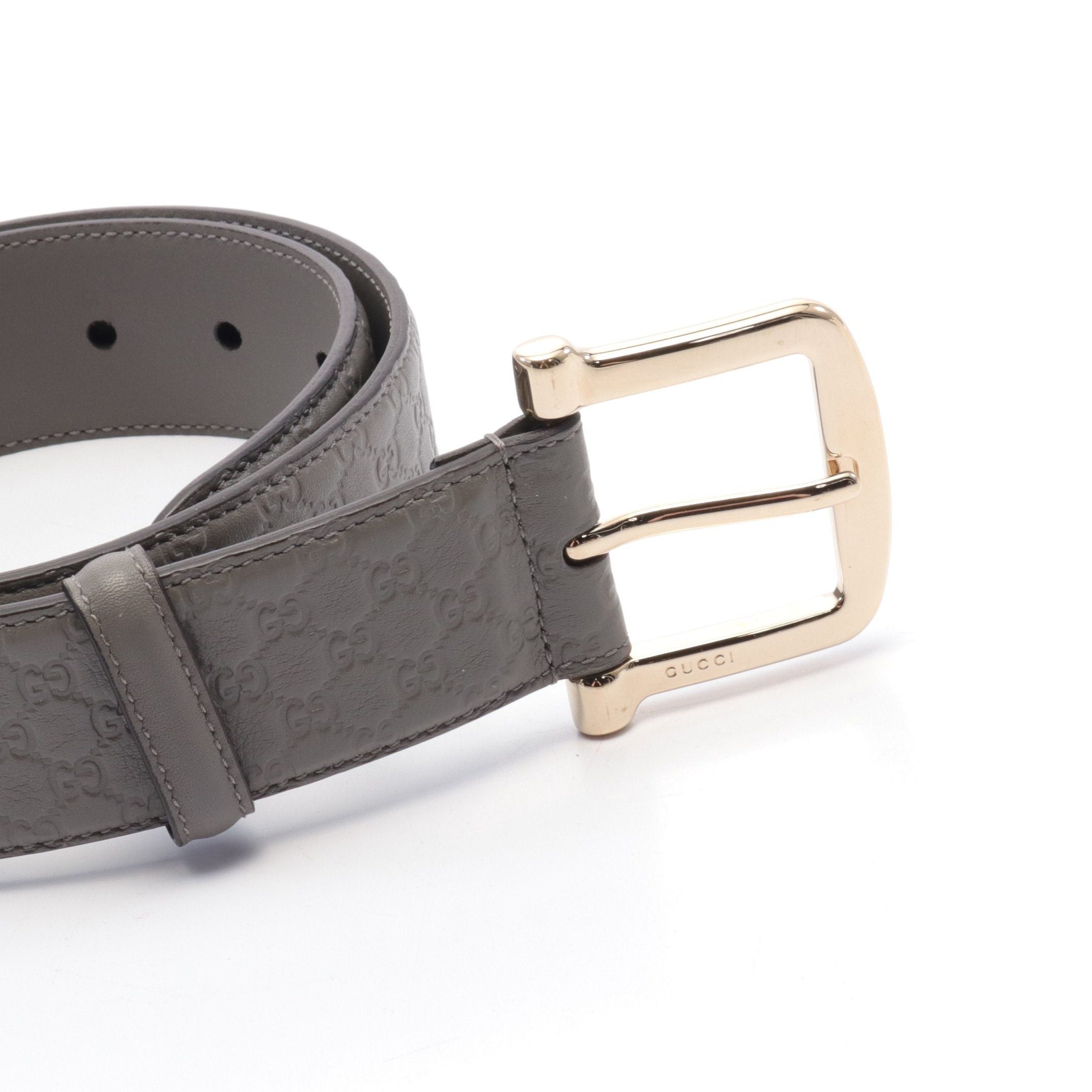 Gucci Gucci Micro Gg Guccissima Belt Leather Gray Gold Hardware Size ONE SIZE - 2 Thumbnail