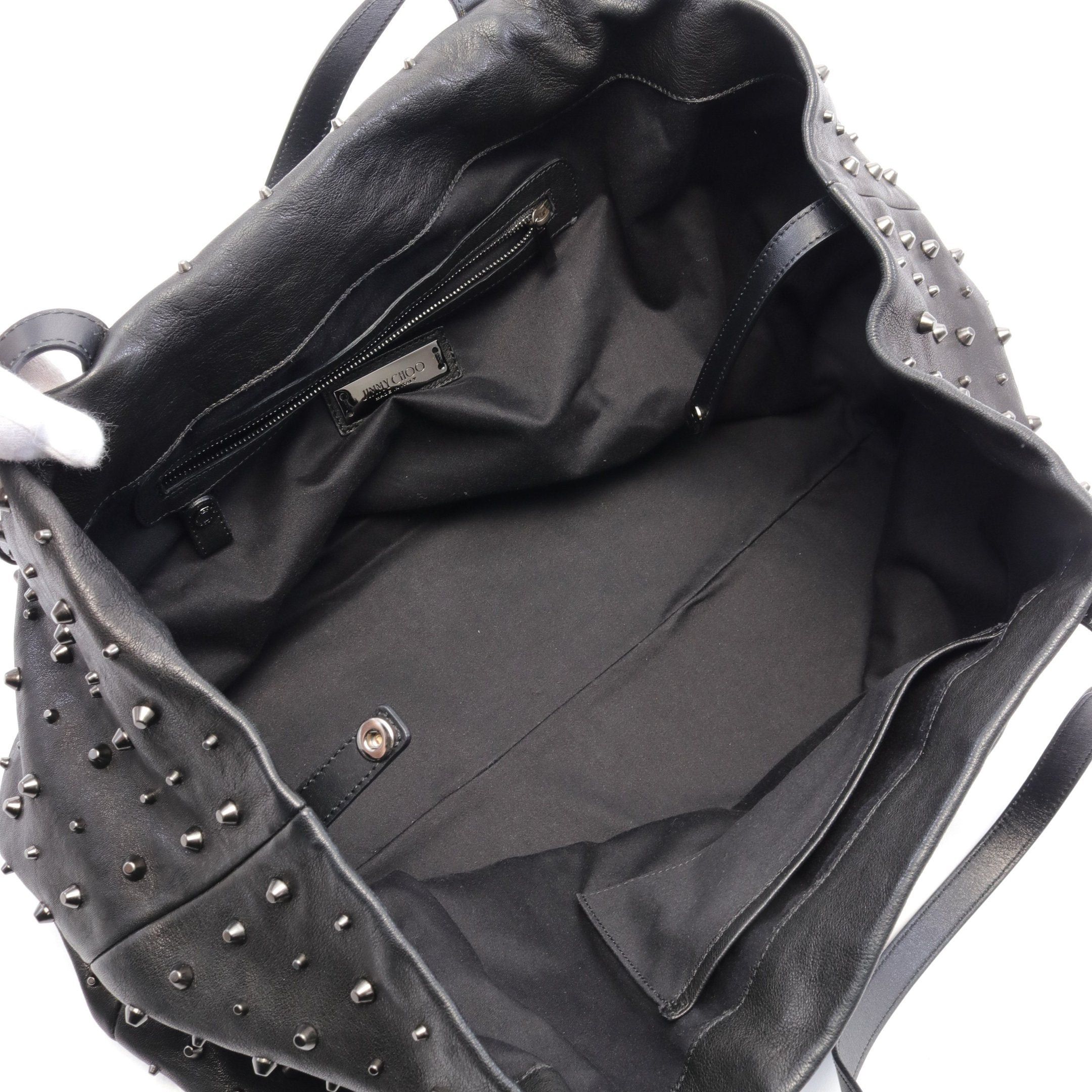 Jimmy Choo Jimmy Choo Sasha L Shoulder Bag Tote Leather Black Studs Size ONE SIZE - 3 Thumbnail