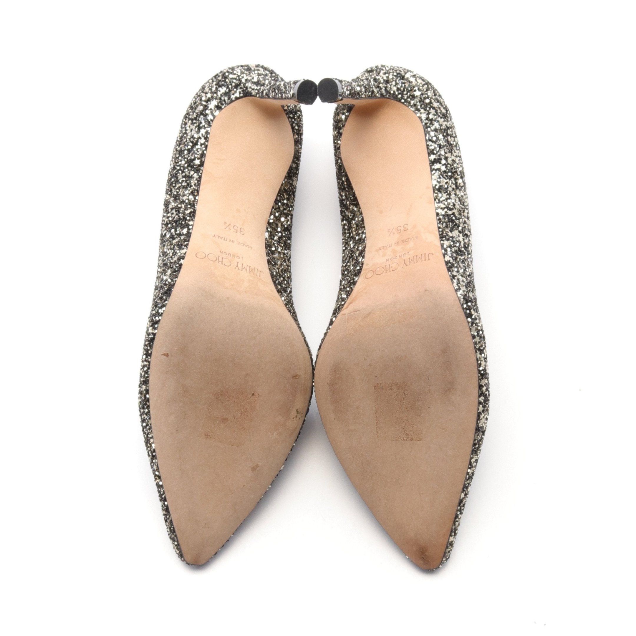 Jimmy Choo Jimmy Choo Romy85 Pointed Toe Pumps Glitter Gold Black Star Size ONE SIZE - 4 Thumbnail