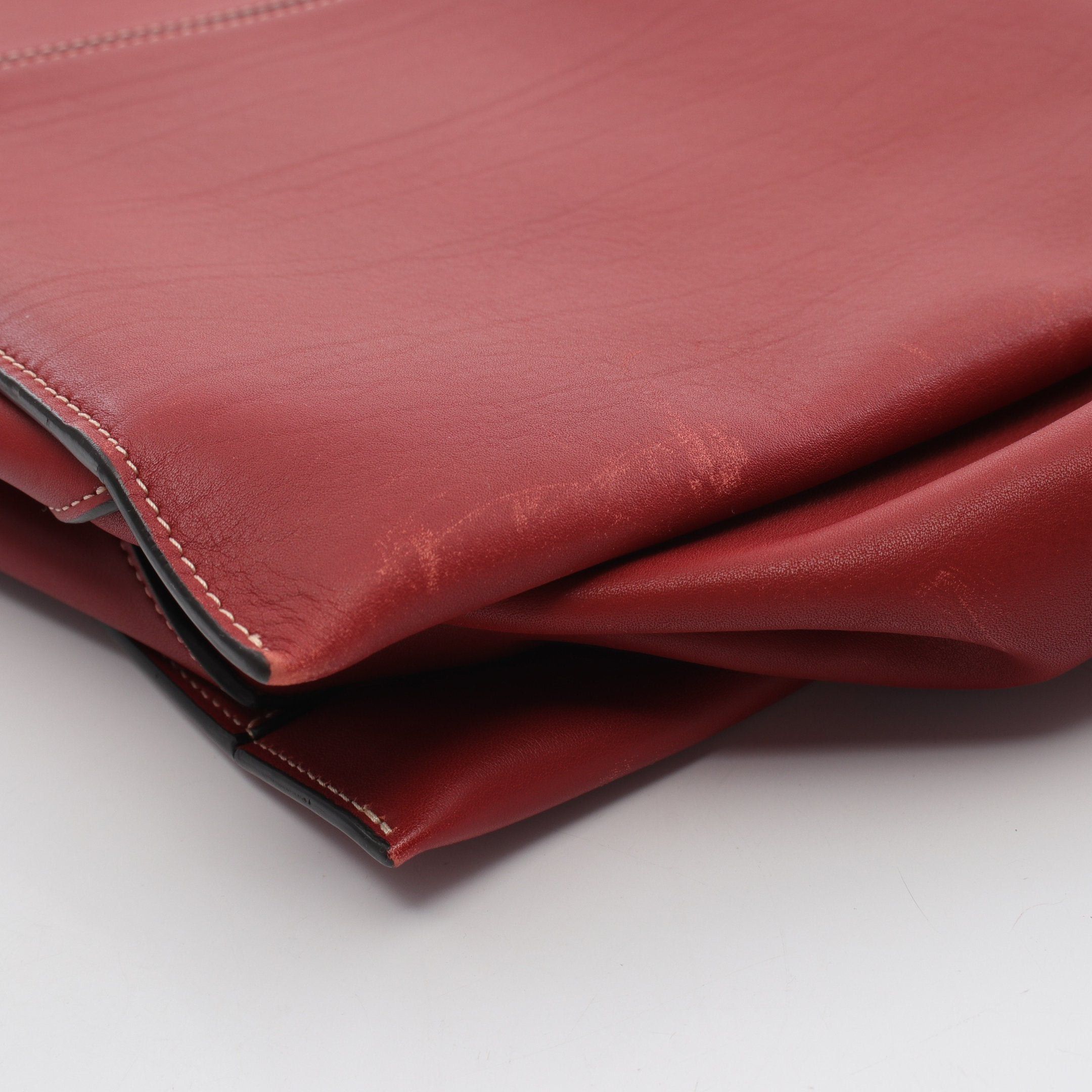 Celine Celine Trifold Medium Shoulder Bag Tote Leather Red Brown Size ONE SIZE - 9 Thumbnail
