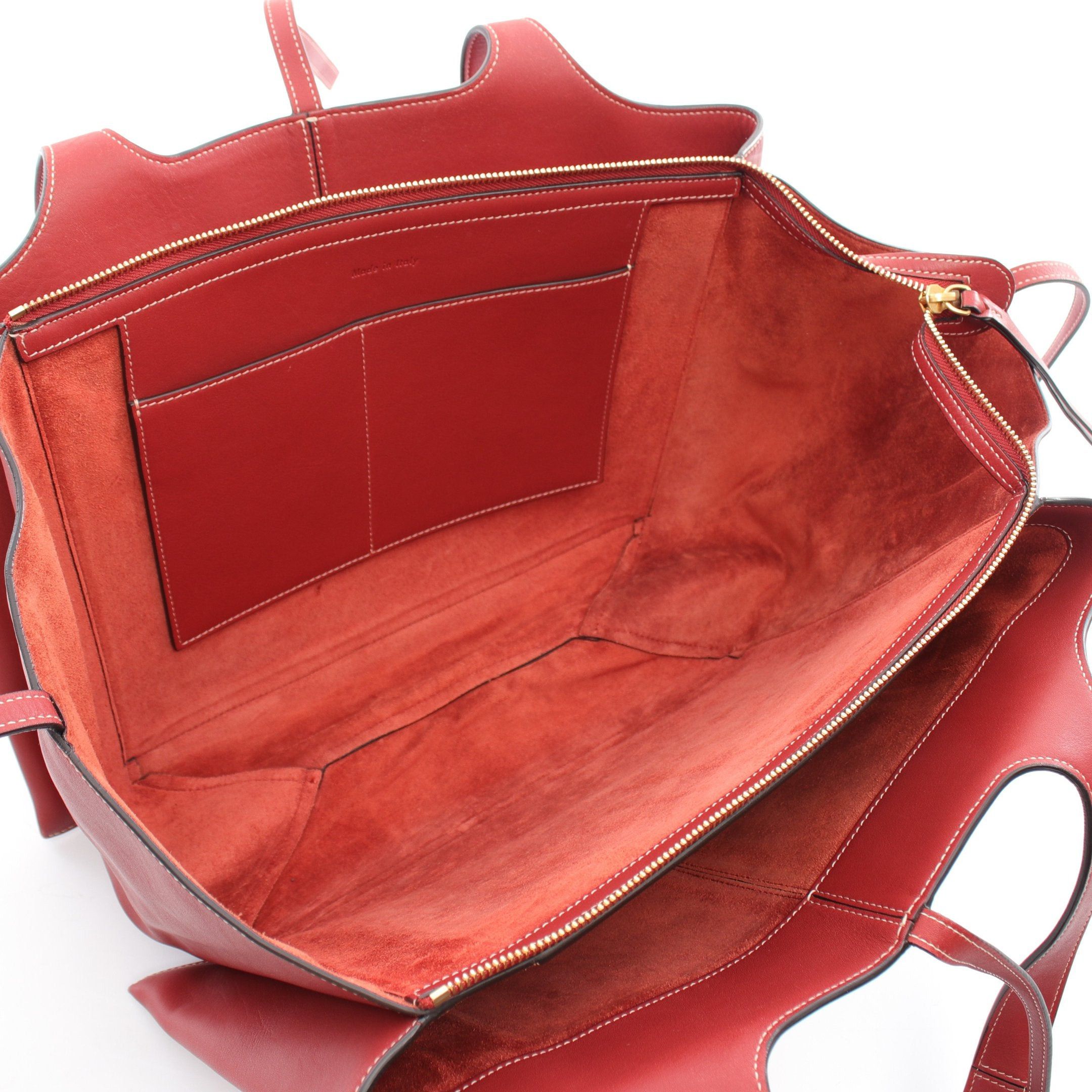 Celine Celine Trifold Medium Shoulder Bag Tote Leather Red Brown Size ONE SIZE - 3 Thumbnail