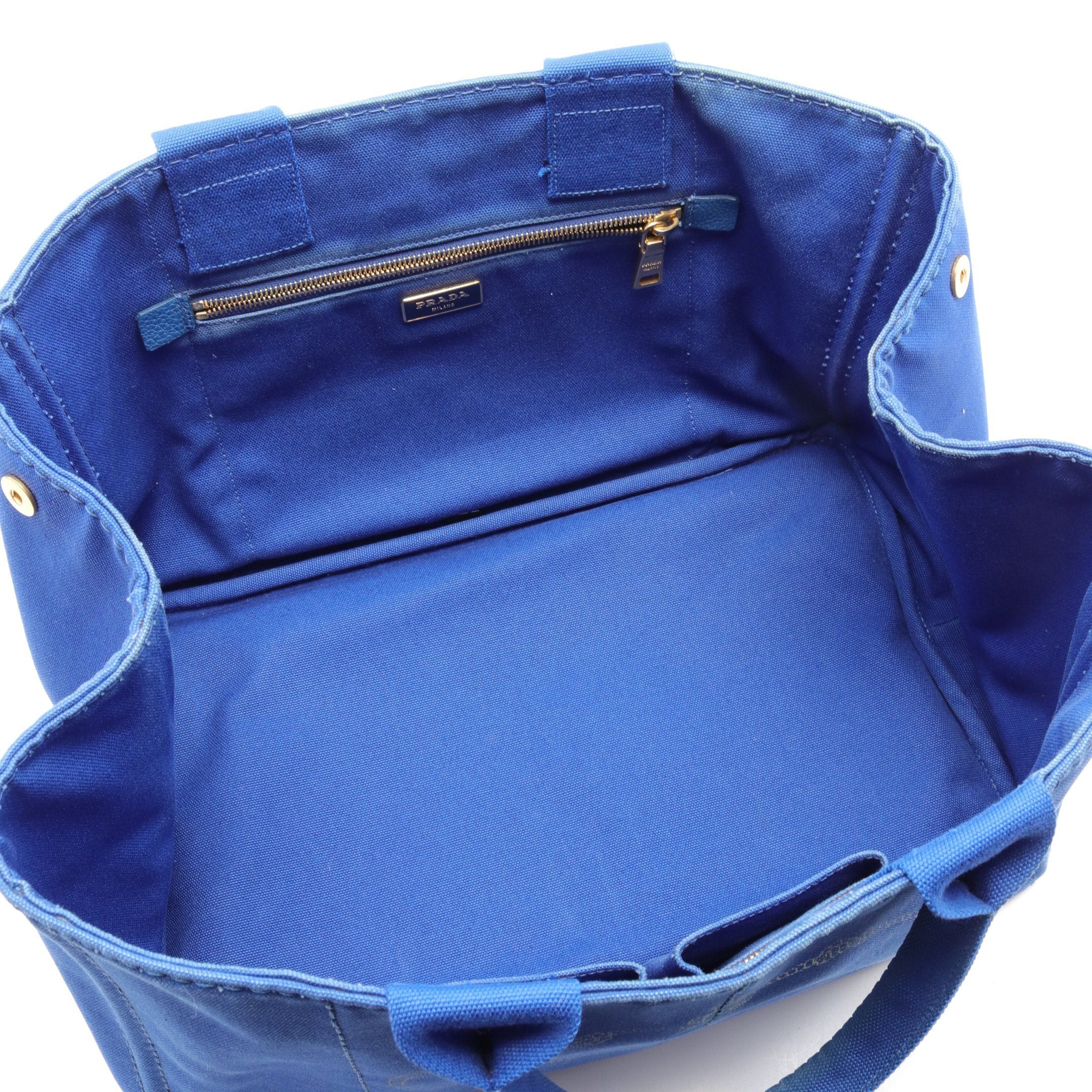 Prada Prada Canapa Kanapa Handbag Tote Bag Canvas Blue Size ONE SIZE - 3 Thumbnail