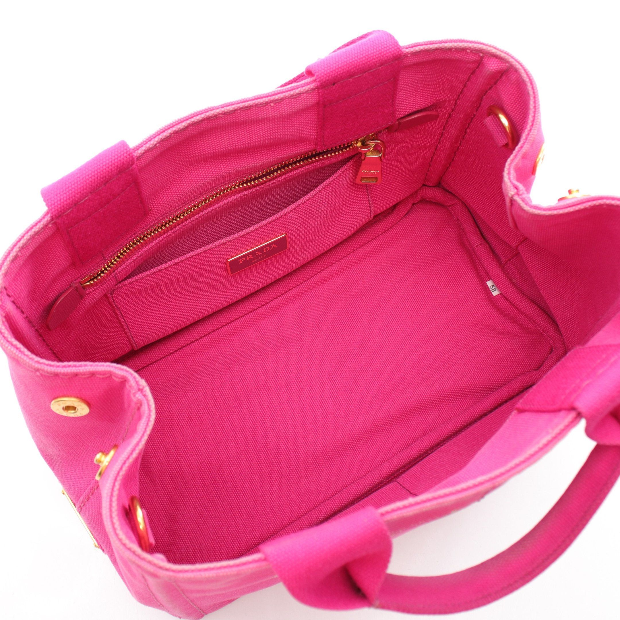 Prada Prada Canapa Kanapa Handbag Tote Bag Canvas Pink Size ONE SIZE - 3 Thumbnail