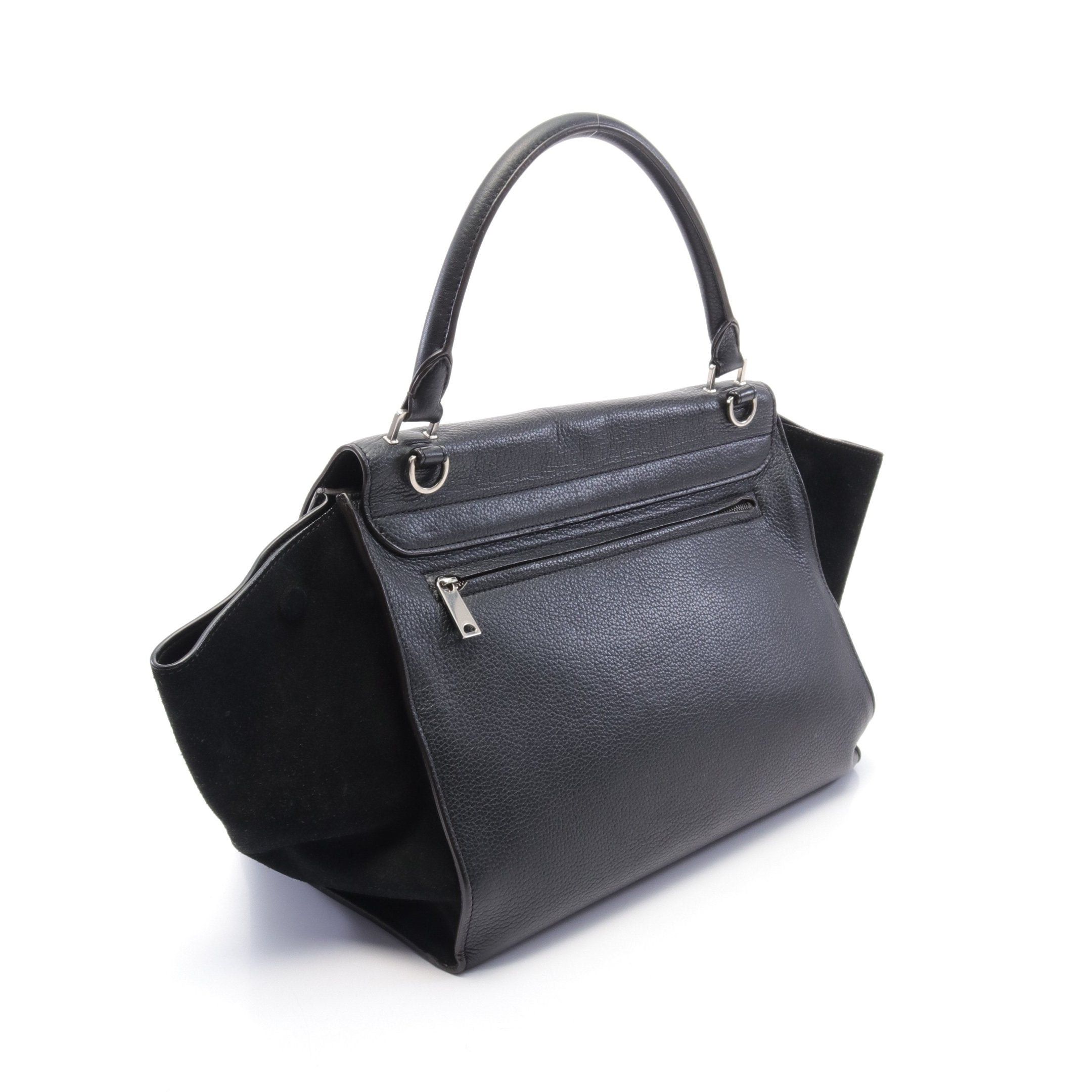 Celine Celine Trapeze Medium Handbag Leather Suede Black Size ONE SIZE - 2 Thumbnail