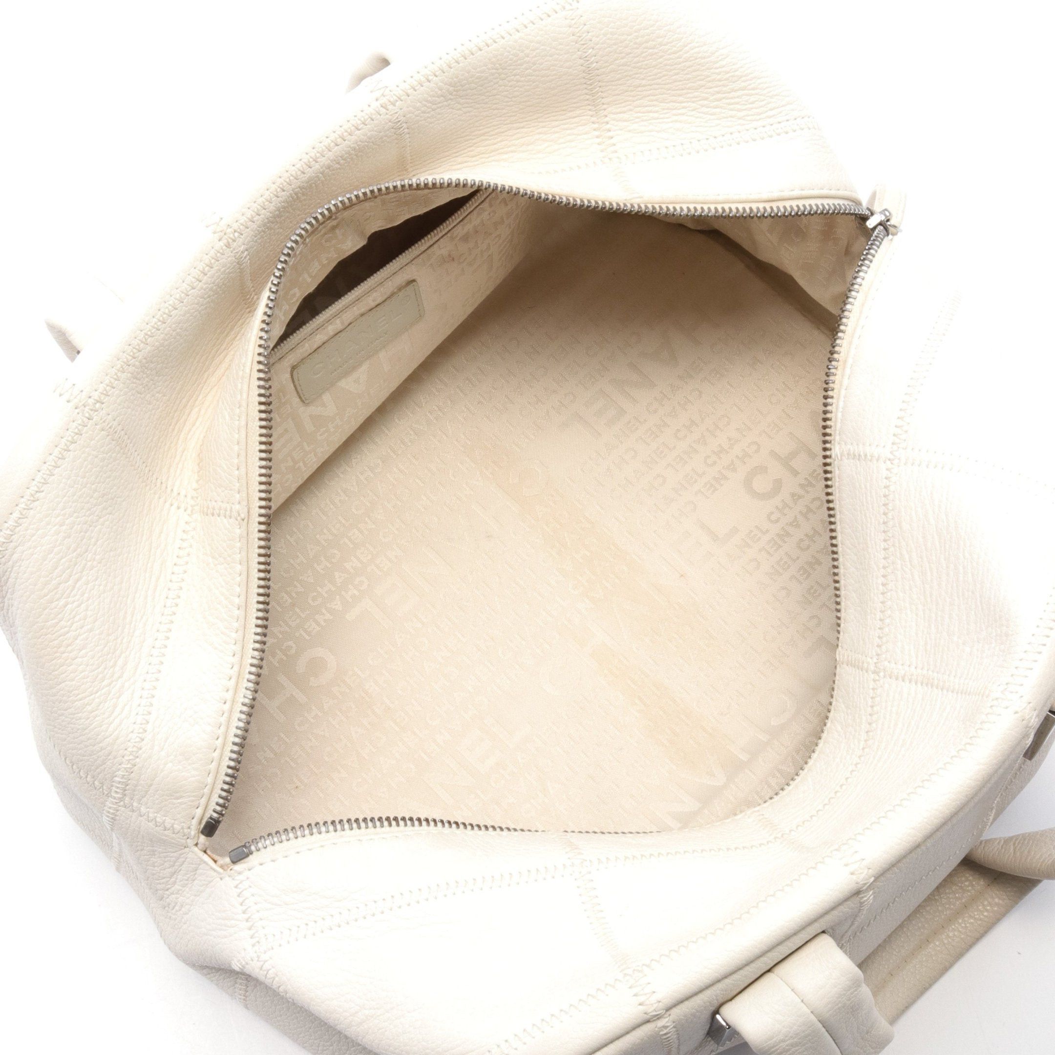Chanel Chanel Chocolate Bar Mini Boston Bag Soft Caviar Skin Off White Silver Hardware Size ONE SIZE - 3 Thumbnail