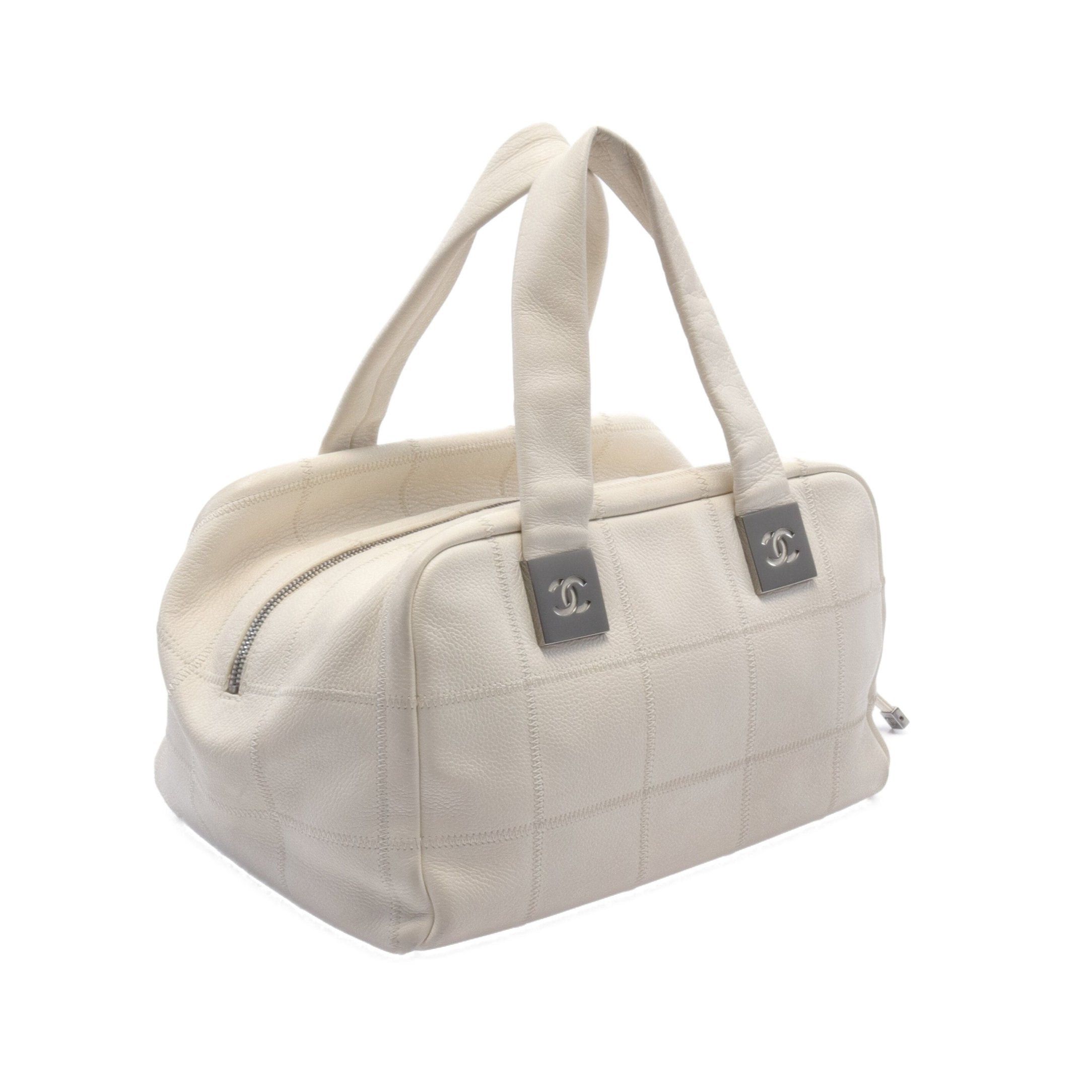 Chanel Chanel Chocolate Bar Mini Boston Bag Soft Caviar Skin Off White Silver Hardware Size ONE SIZE - 2 Thumbnail
