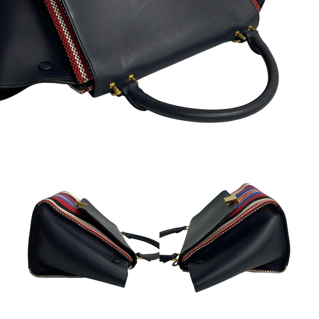 Celine Celine Shoulder Bag Navy Canvas Size ONE SIZE - 4 Thumbnail