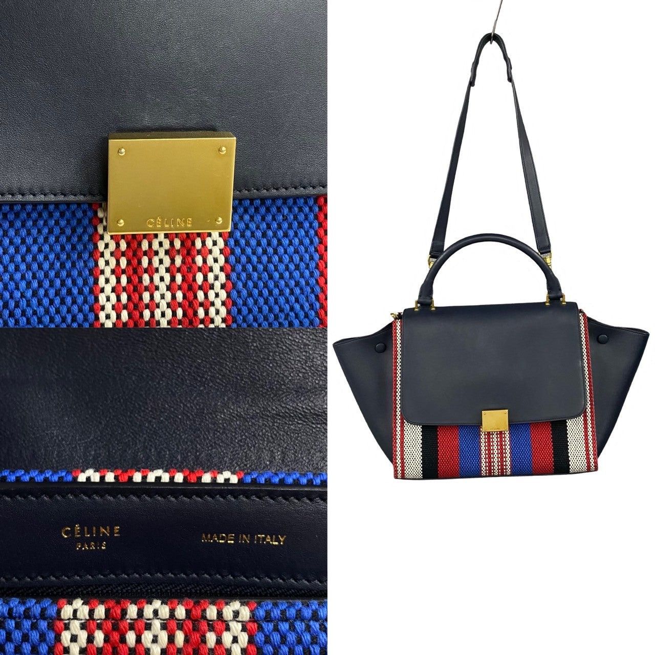 Celine Celine Shoulder Bag Navy Canvas Size ONE SIZE - 2 Thumbnail