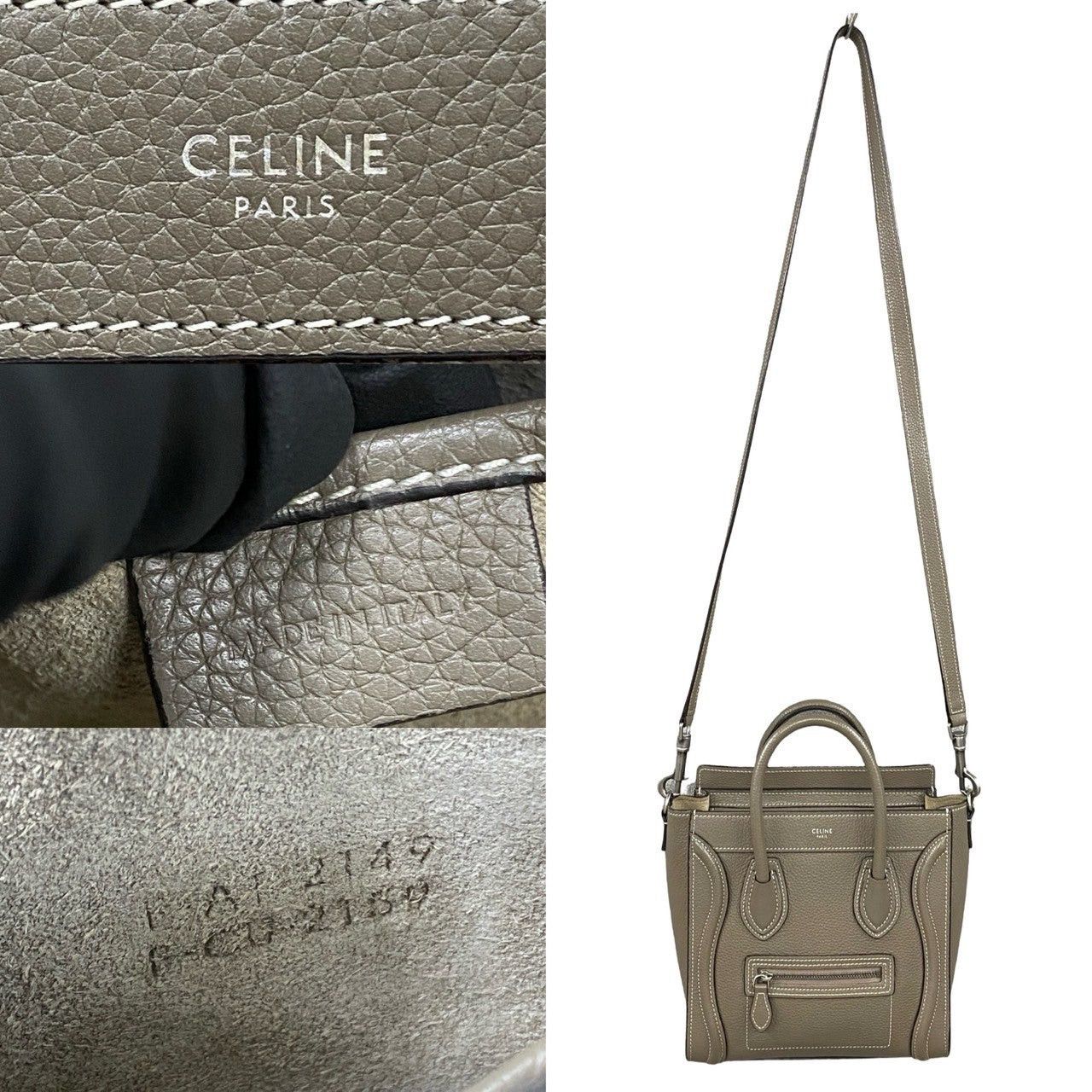Celine Celine Shoulder Bag Gray Leather Size ONE SIZE - 3 Thumbnail