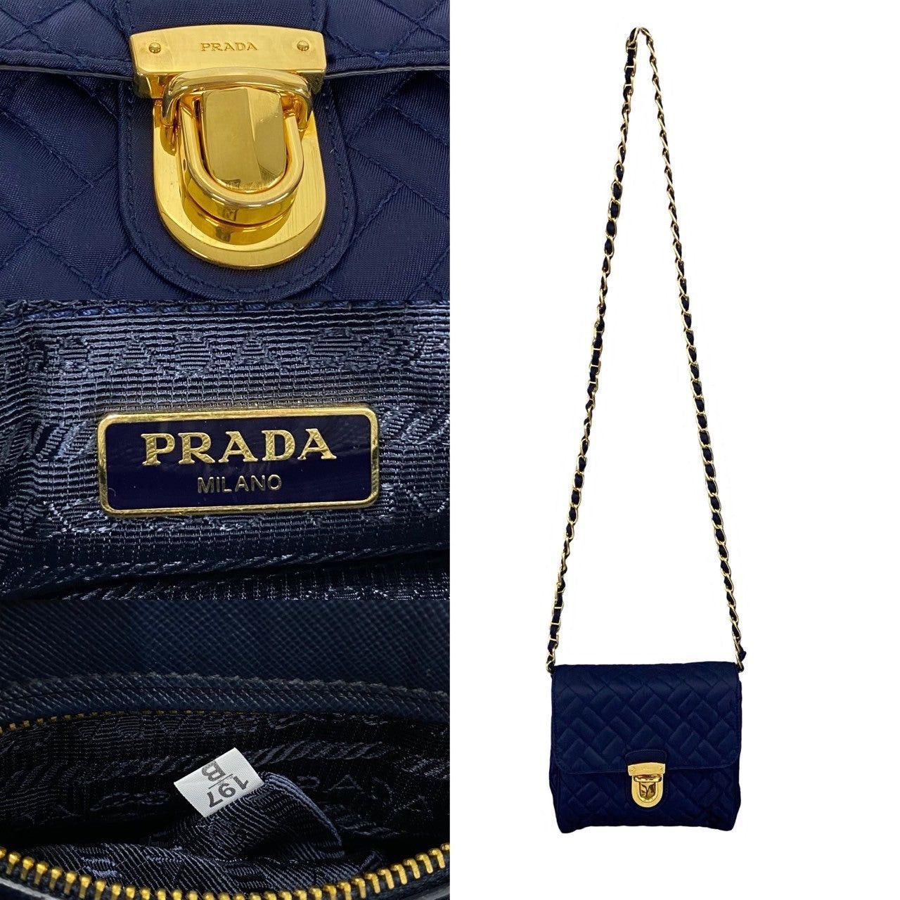 Prada Prada Shoulder Bag Navy Nylon Size ONE SIZE - 3 Thumbnail