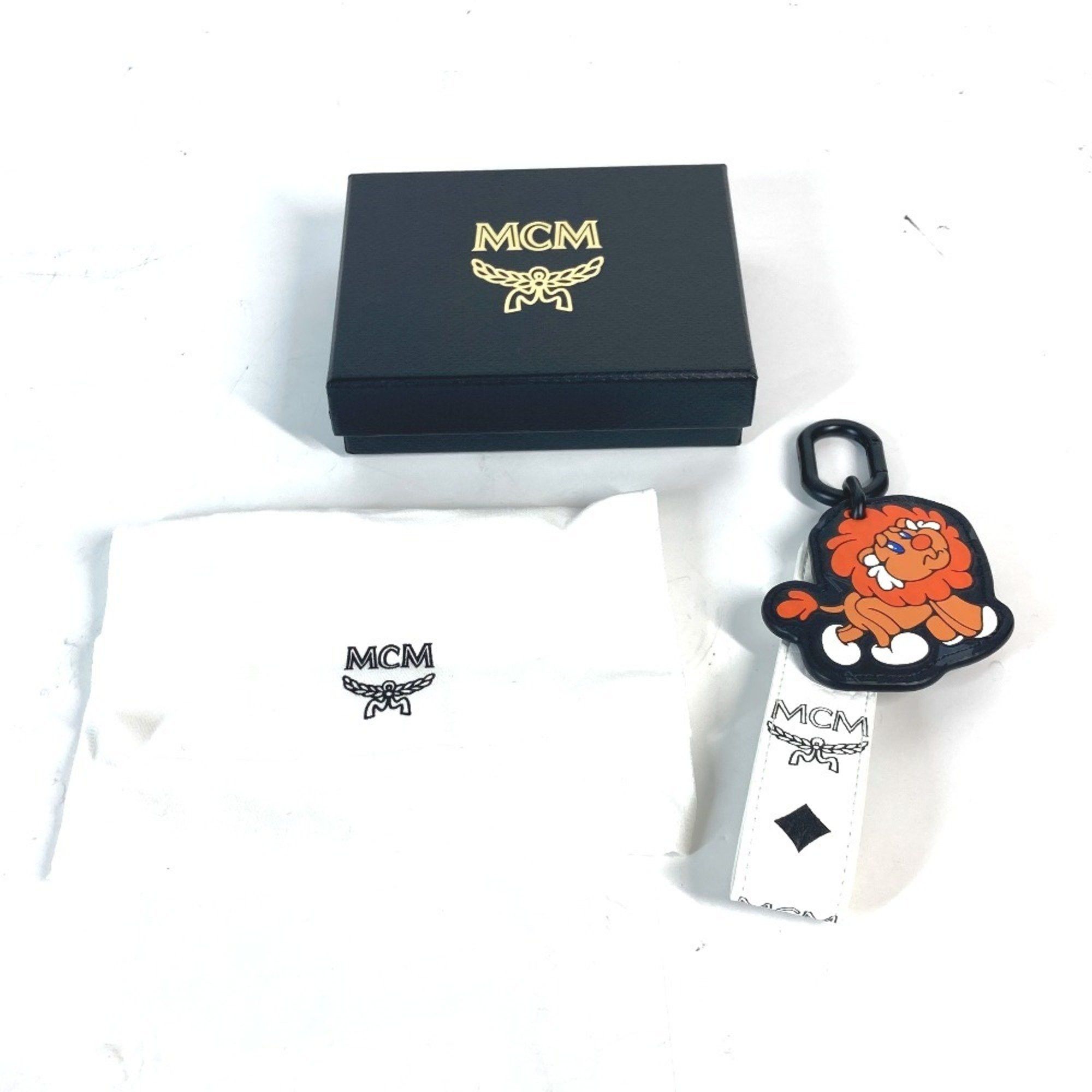 MCM MCM Lion Visetos Bag Charm Strap Keychain Leather Men's Women's White Size ONE SIZE - 11 Thumbnail