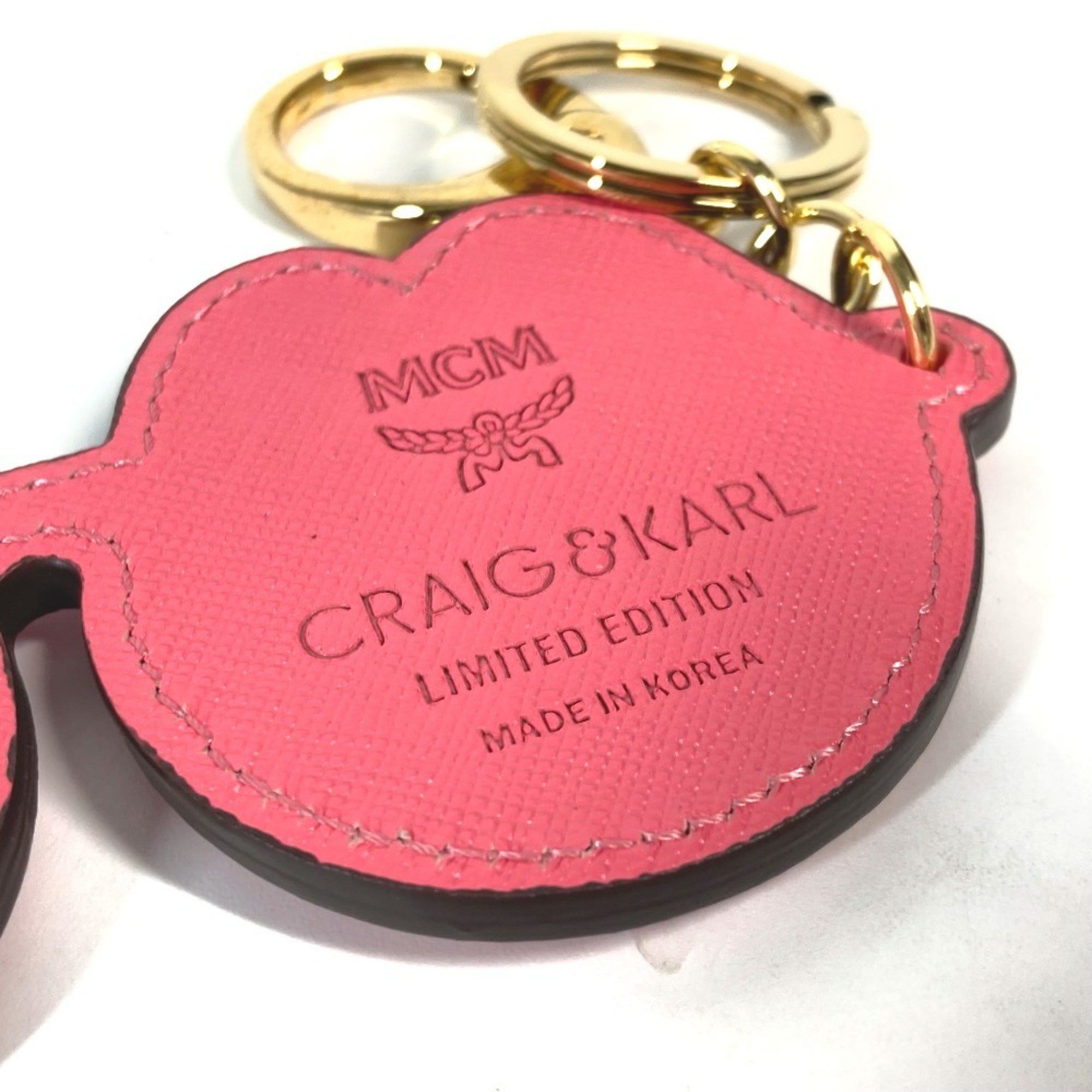 MCM MCM CRAIG & KARL collaboration Craig Karl glasses design bag charm keychain leather men's women's pink Size ONE SIZE - 5 Thumbnail