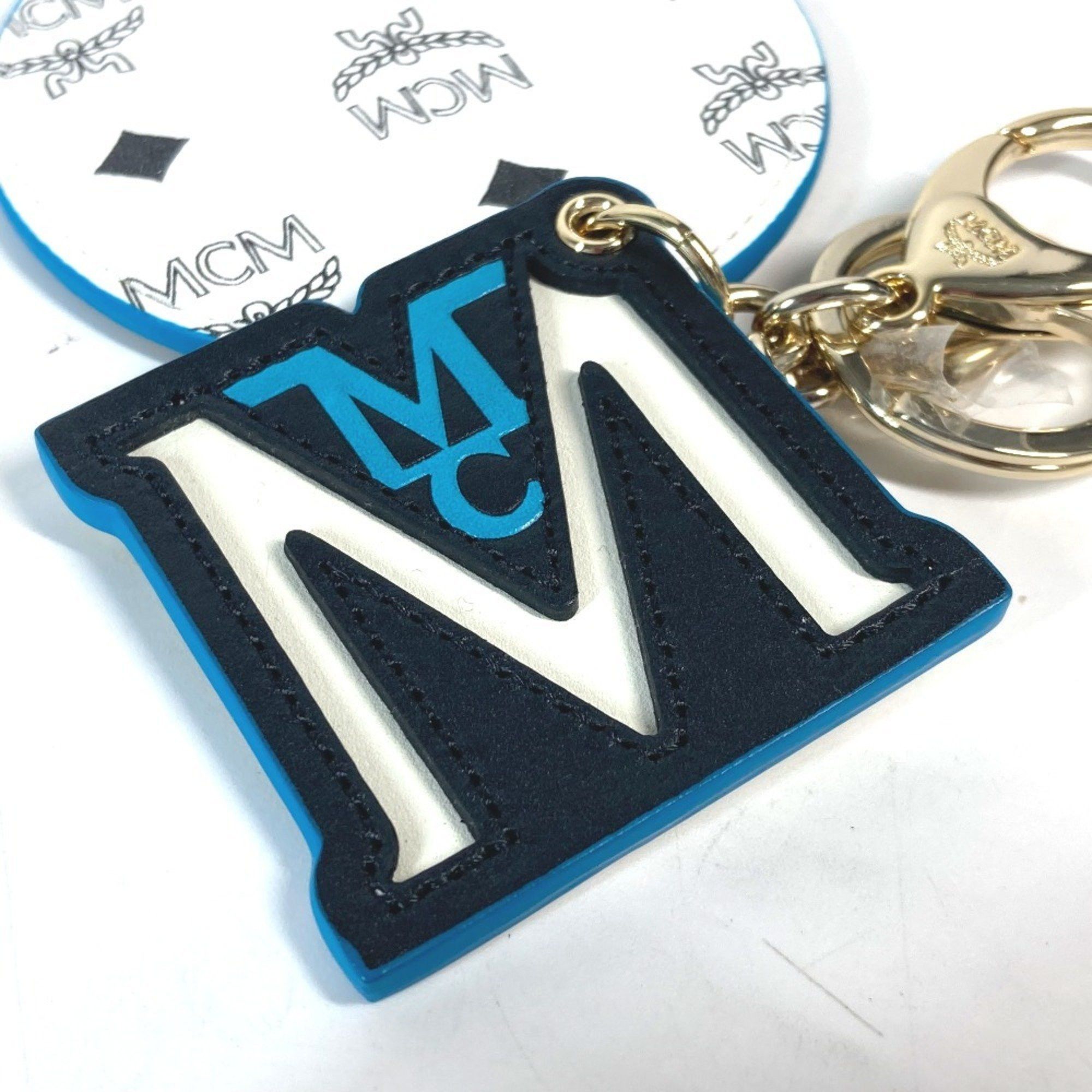 MCM MCM Visetos M Round Bag Charm Keychain Leather Men's Women's White Size ONE SIZE - 7 Thumbnail