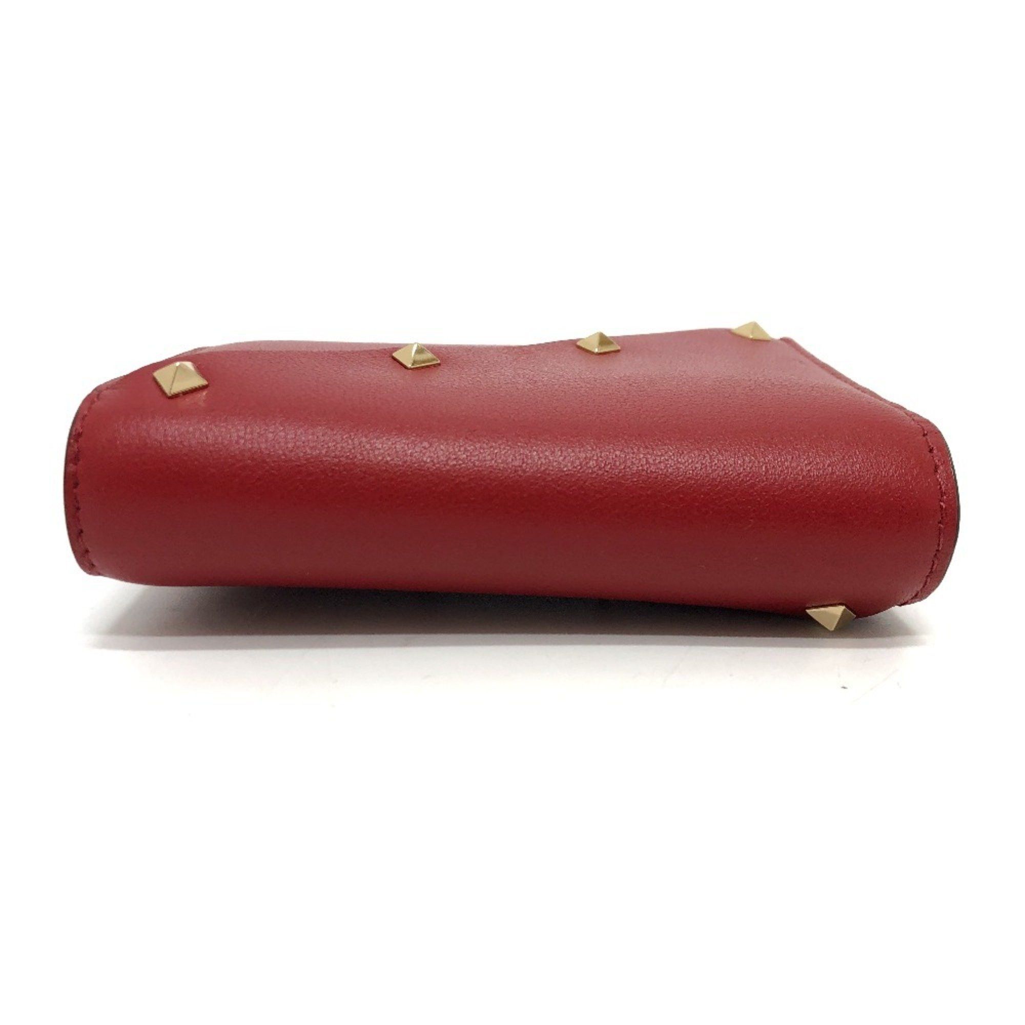 Valentino VALENTINO 5W2P0AE4VRF Rockstud Compact Wallet Bi-fold Leather Women's Red Size ONE SIZE - 6 Thumbnail