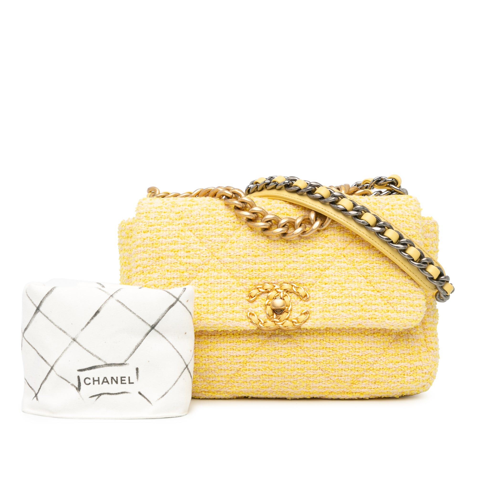 Chanel Chanel Medium Tweed 19 Flap Yellow Size ONE SIZE - 8 Thumbnail
