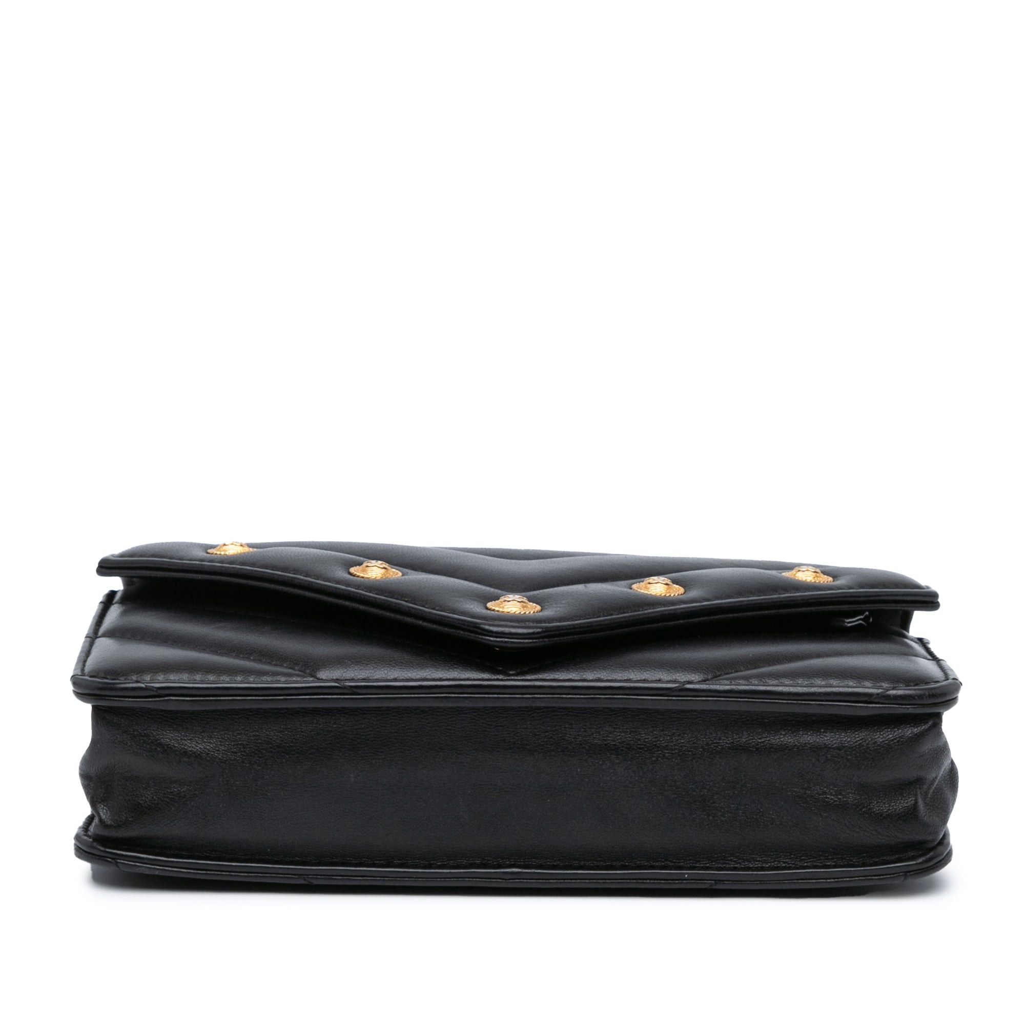 Chanel Chanel Chevron Lambskin Button Wallet On Chain Black Size ONE SIZE - 3 Thumbnail