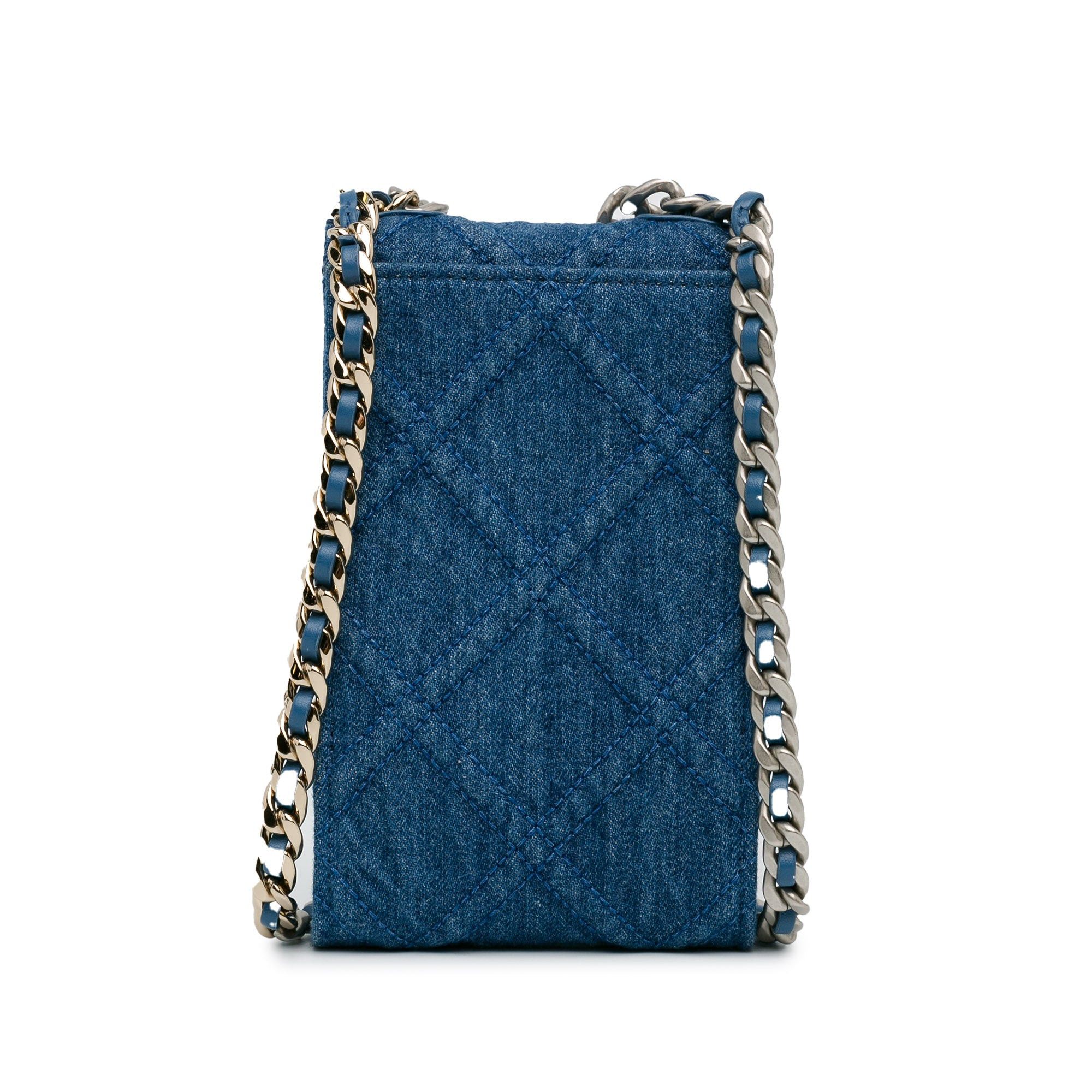 Chanel Chanel Denim 19 Phone Holder with Chain Blue Size ONE SIZE - 3 Thumbnail