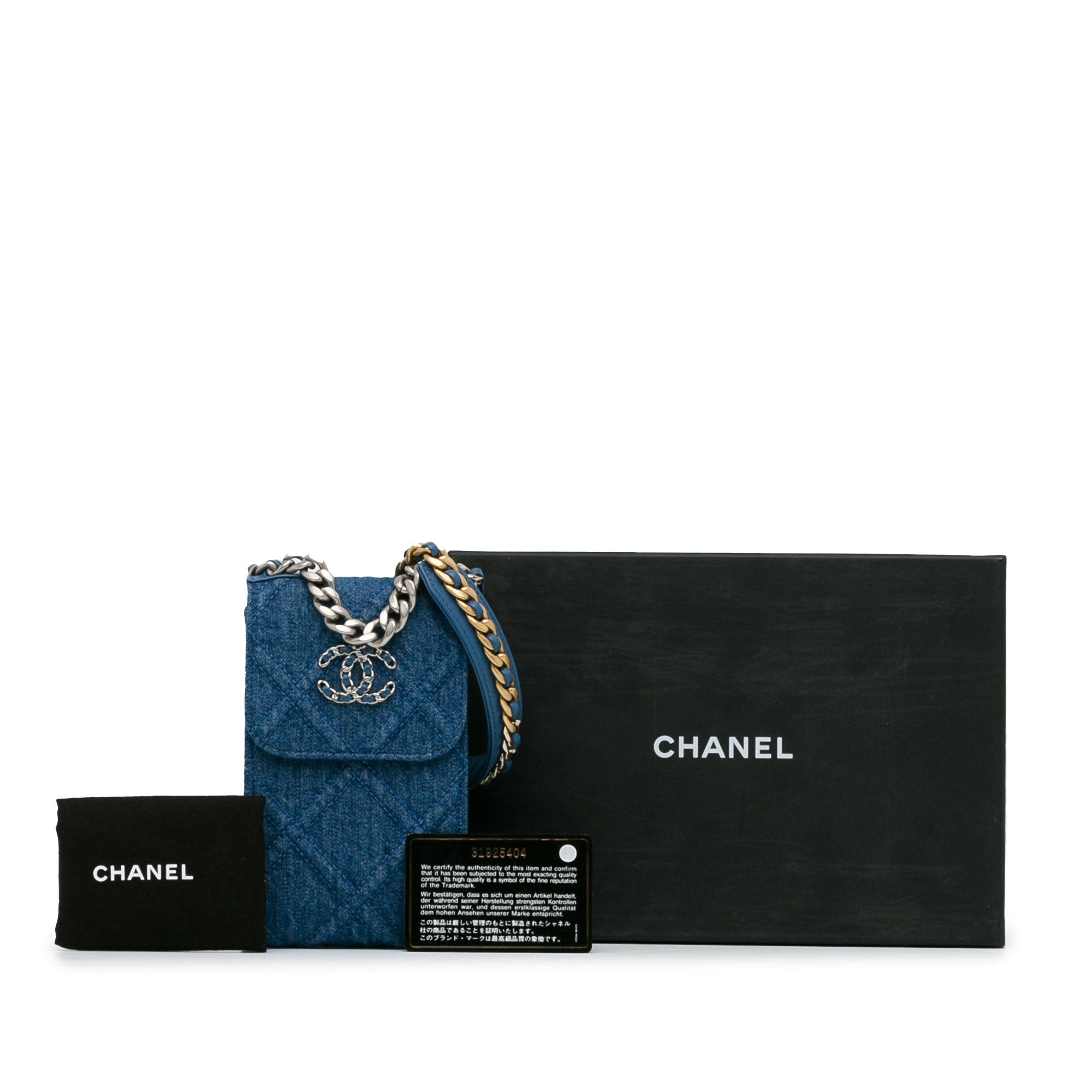 Chanel Chanel Denim 19 Phone Holder with Chain Blue Size ONE SIZE - 11 Thumbnail