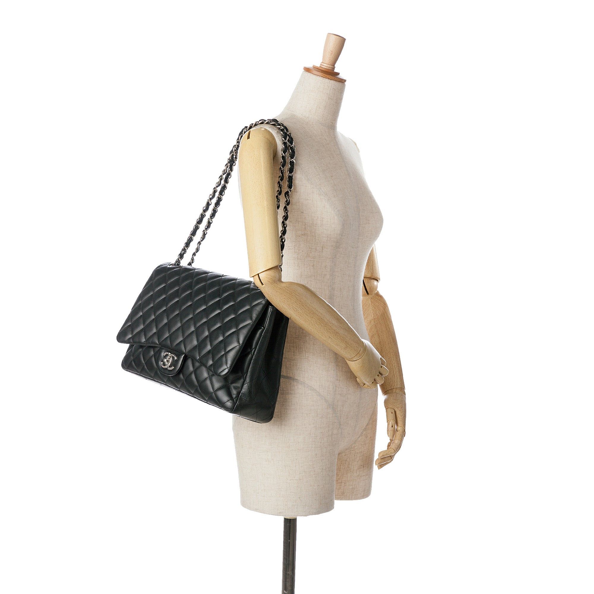 Chanel Chanel Maxi Classic Lambskin Double Flap Black Size ONE SIZE - 10 Thumbnail
