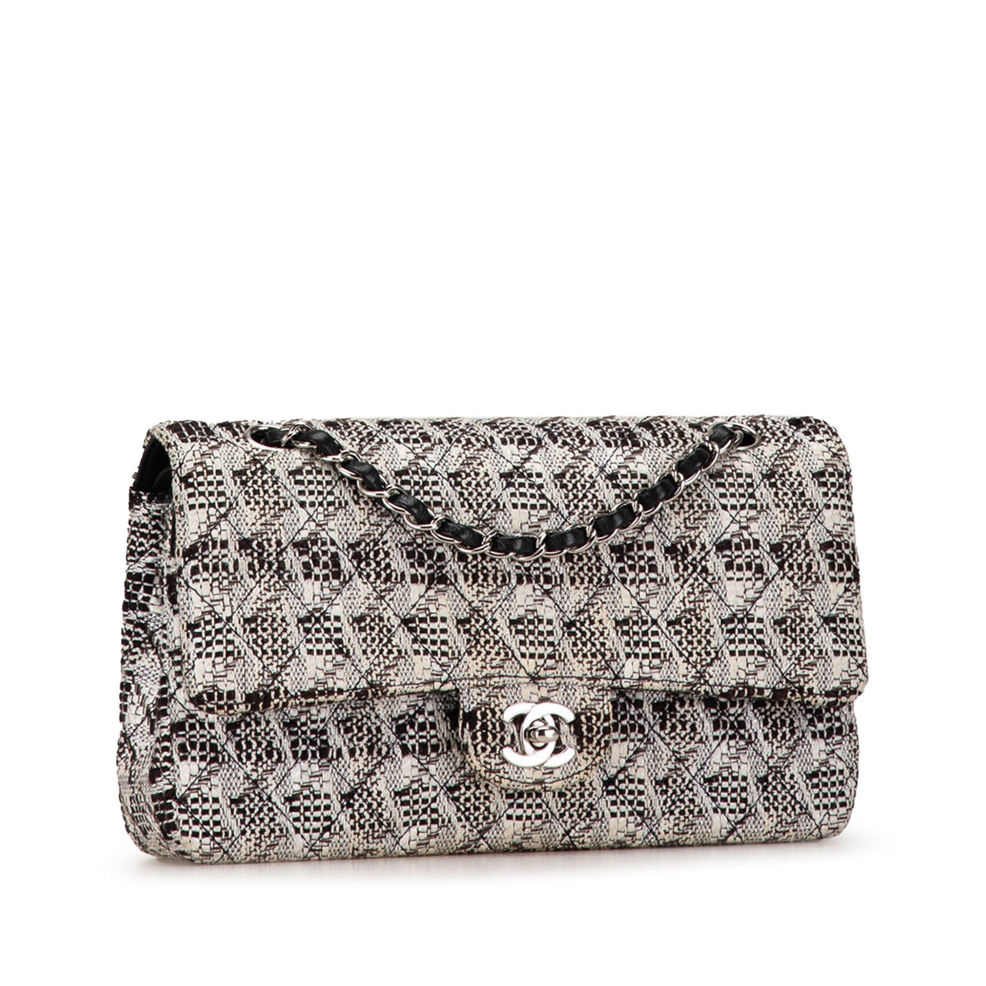 Chanel Chanel Medium Classic Tweed Double Flap White Size ONE SIZE - 2 Thumbnail