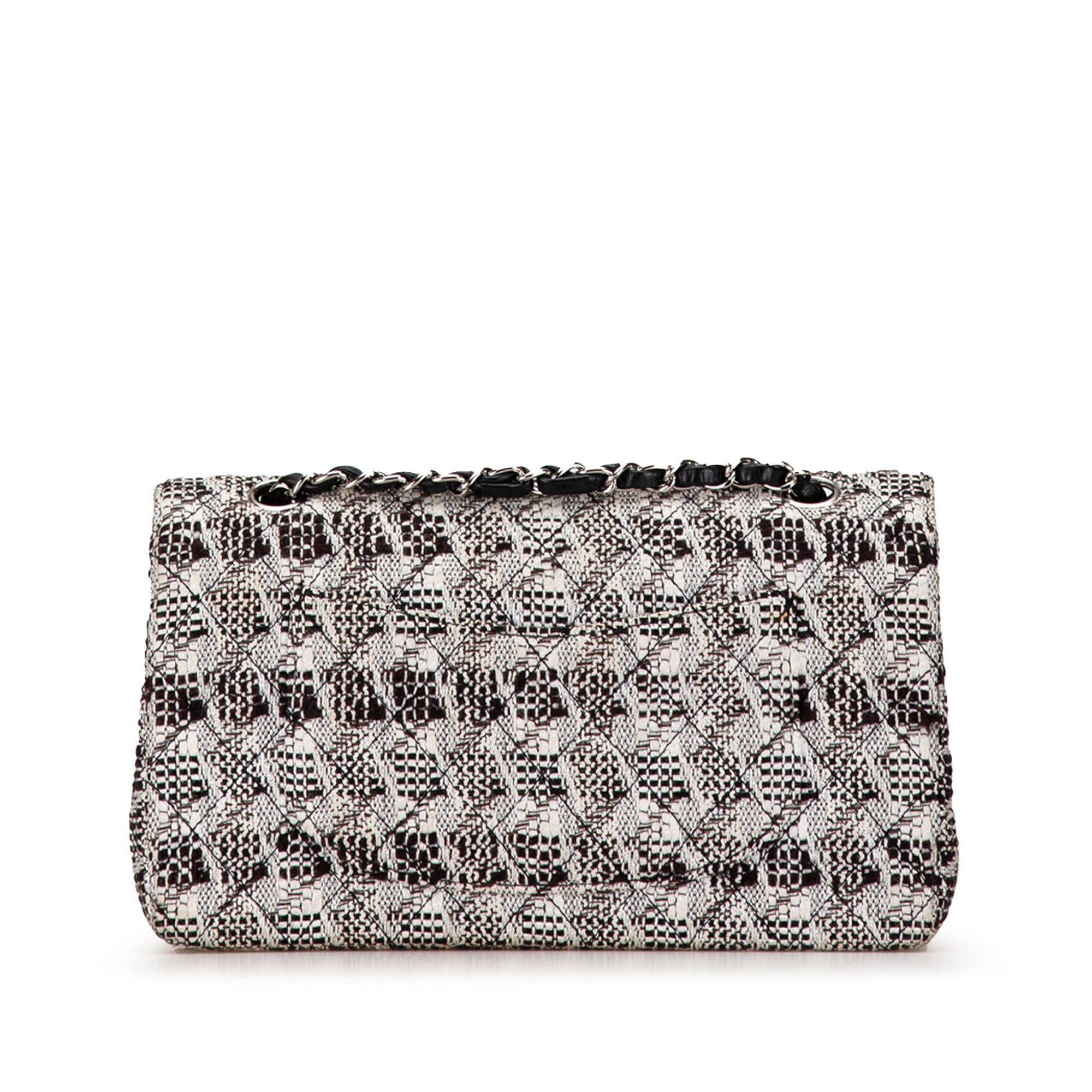Chanel Chanel Medium Classic Tweed Double Flap White Size ONE SIZE - 3 Thumbnail