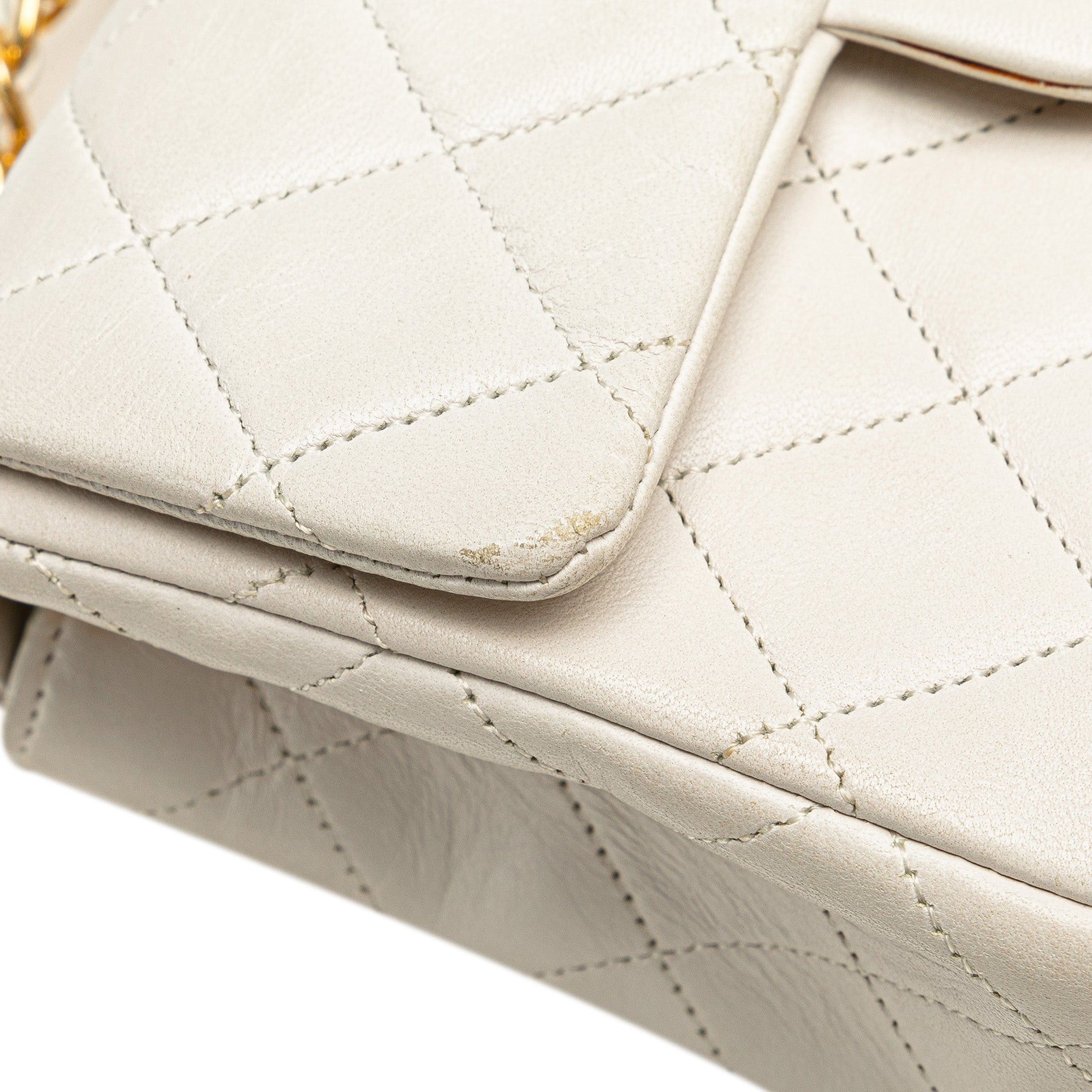 Chanel Chanel Mini Square Classic Lambskin Single Flap White Size ONE SIZE - 7 Thumbnail