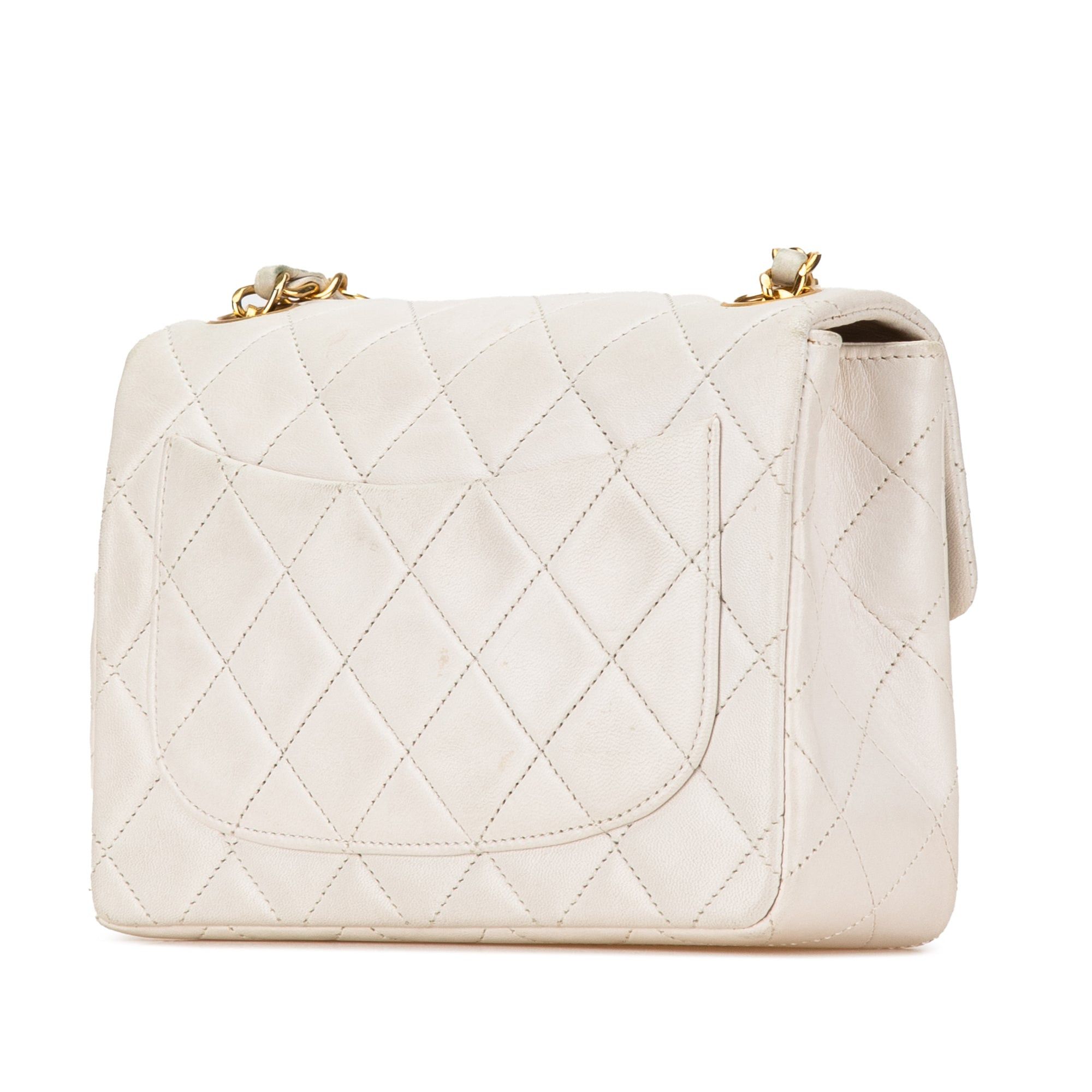 Chanel Chanel Mini Square Classic Lambskin Single Flap White Size ONE SIZE - 2 Thumbnail
