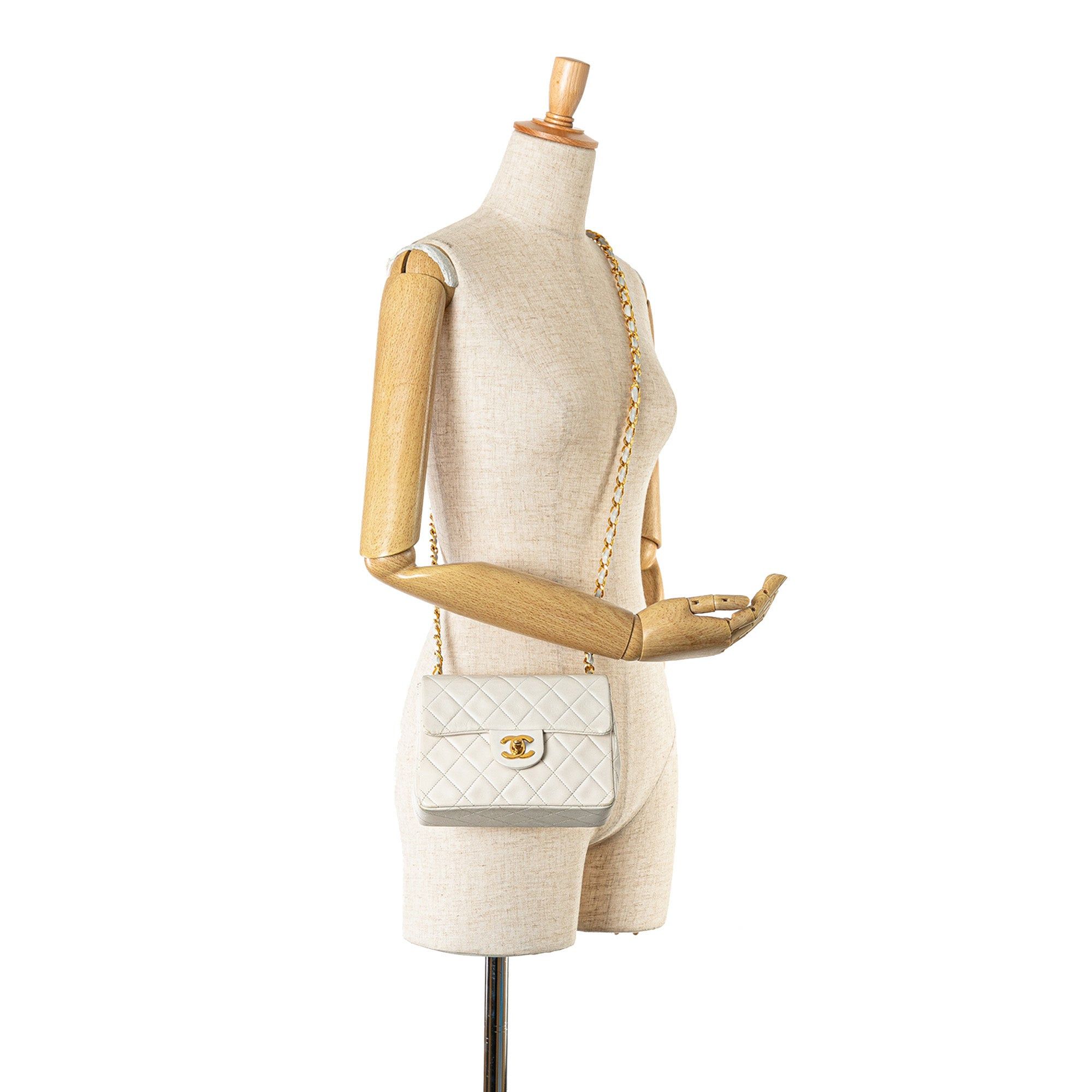 Chanel Chanel Mini Square Classic Lambskin Single Flap White Size ONE SIZE - 9 Thumbnail