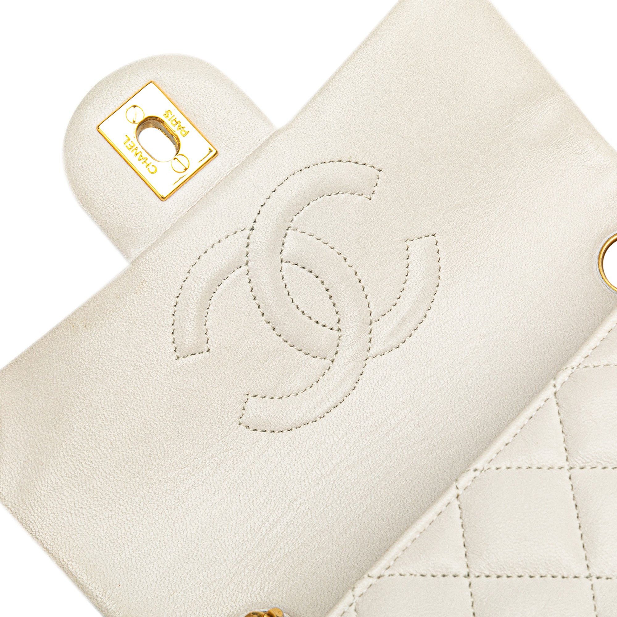 Chanel Chanel Mini Square Classic Lambskin Single Flap White Size ONE SIZE - 8 Thumbnail