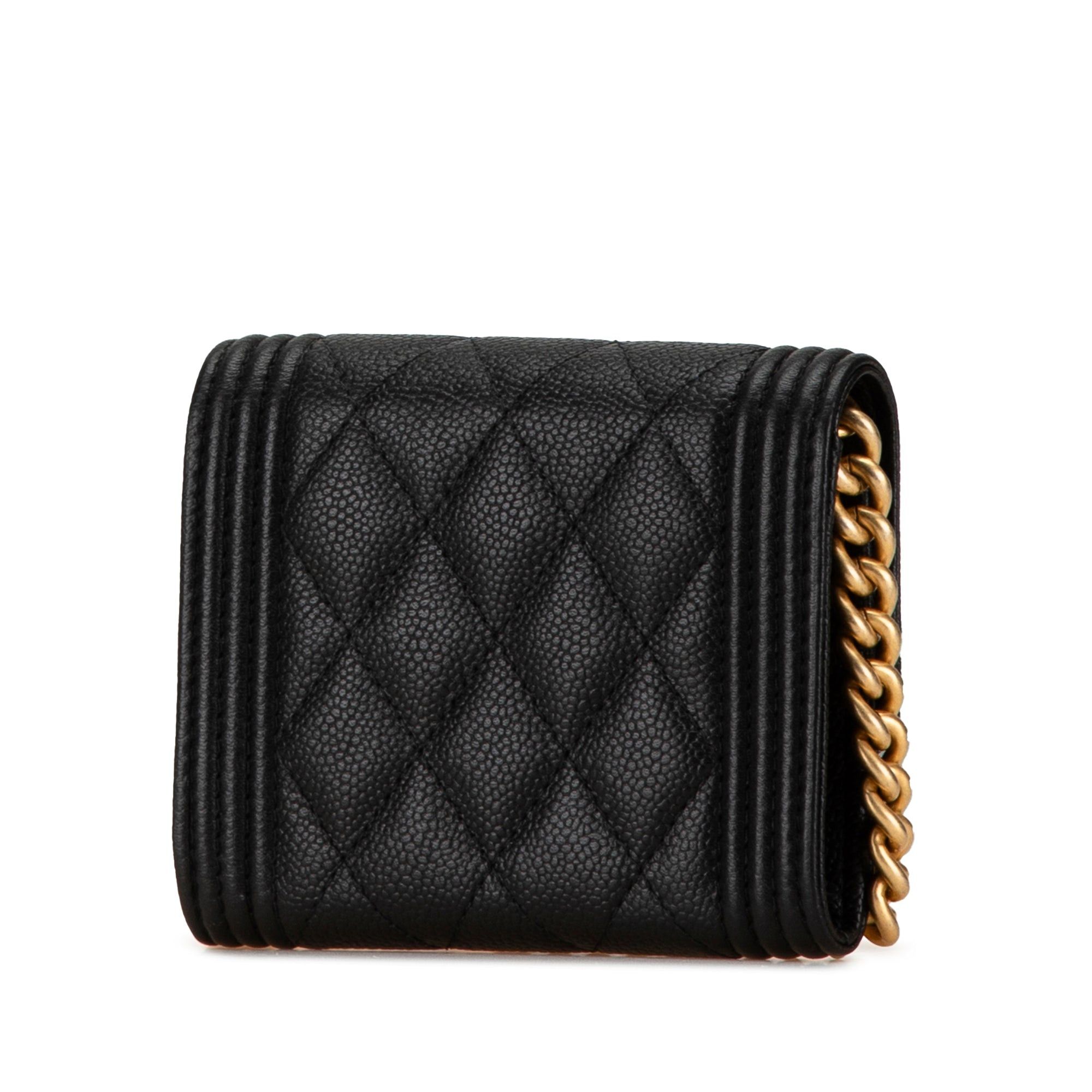 Chanel Chanel Quilted Caviar Boy Card Holder with Chain Black Size ONE SIZE - 2 Thumbnail