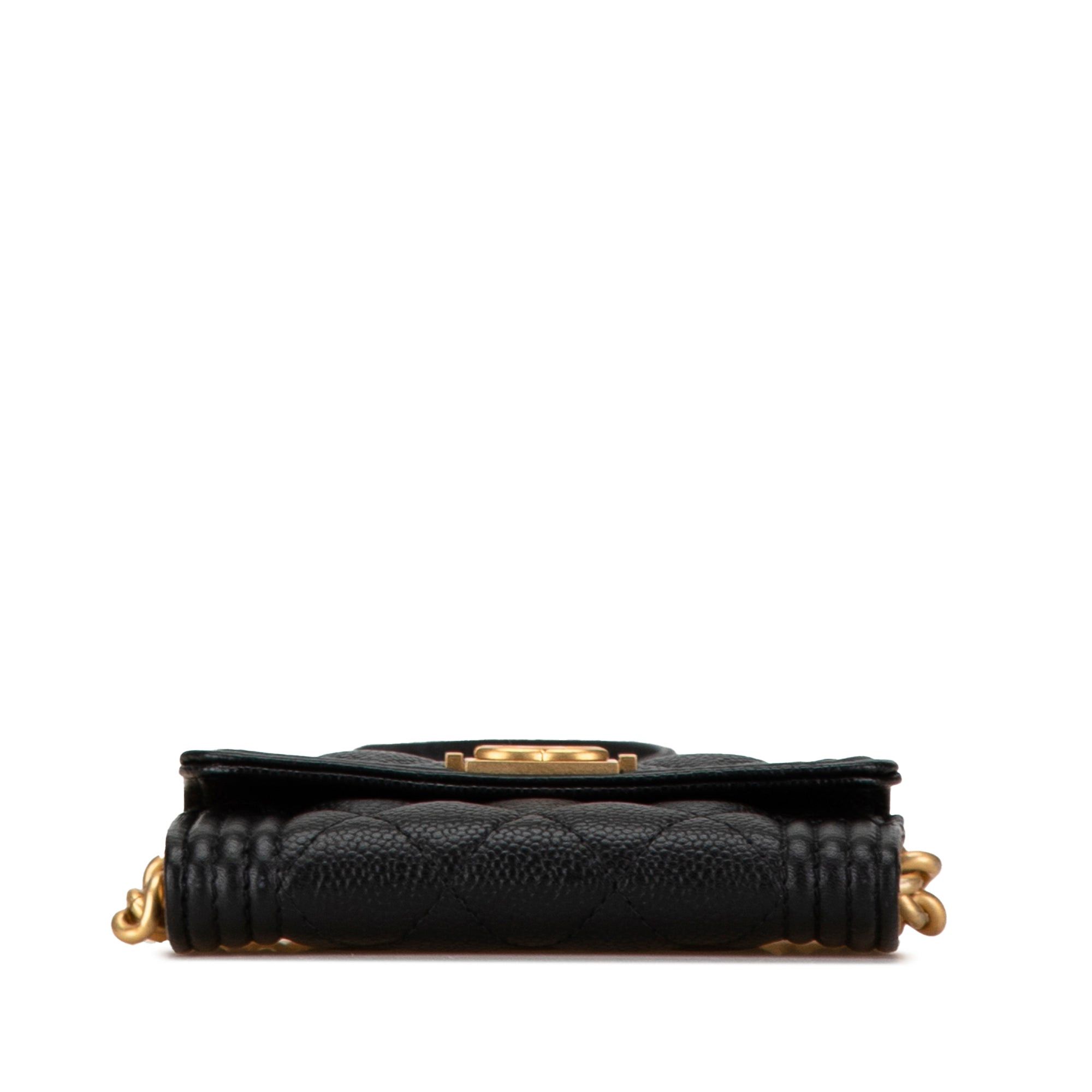Chanel Chanel Quilted Caviar Boy Card Holder with Chain Black Size ONE SIZE - 3 Thumbnail