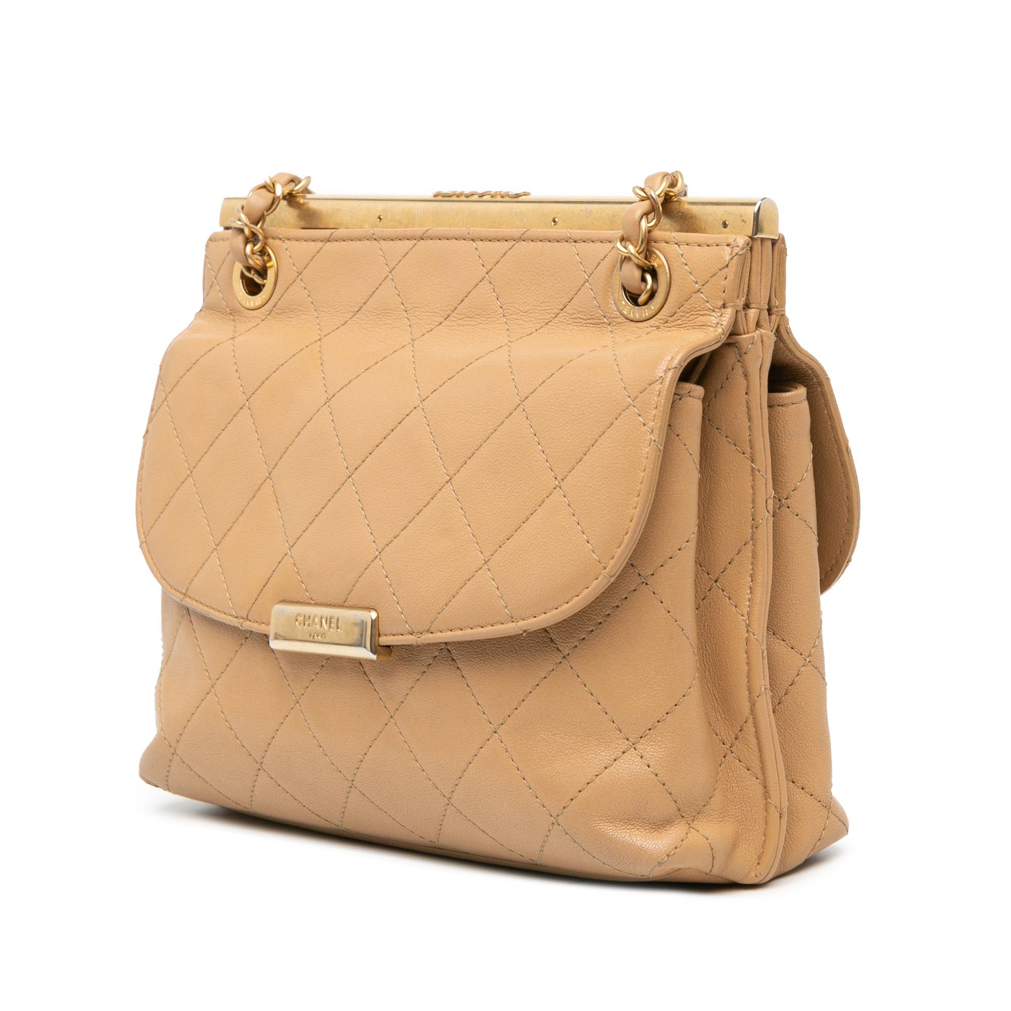 Chanel Chanel Quilted Lambskin CC Logo Bar Shoulder Bag Brown Size ONE SIZE - 2 Thumbnail