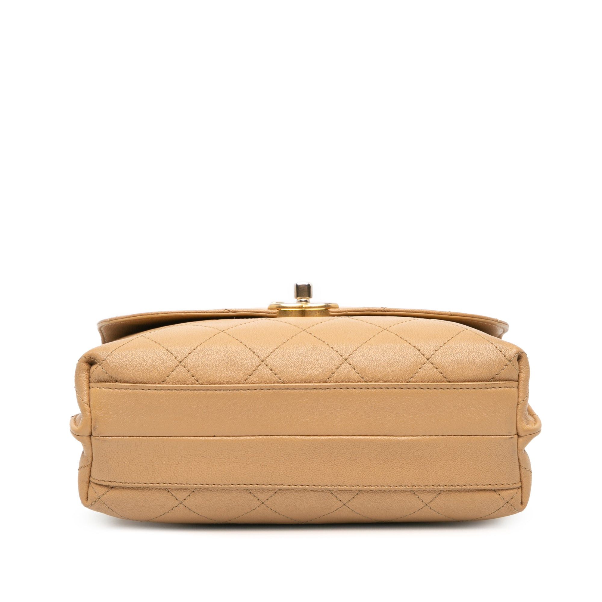 Chanel Chanel Quilted Lambskin CC Logo Bar Shoulder Bag Brown Size ONE SIZE - 3 Thumbnail