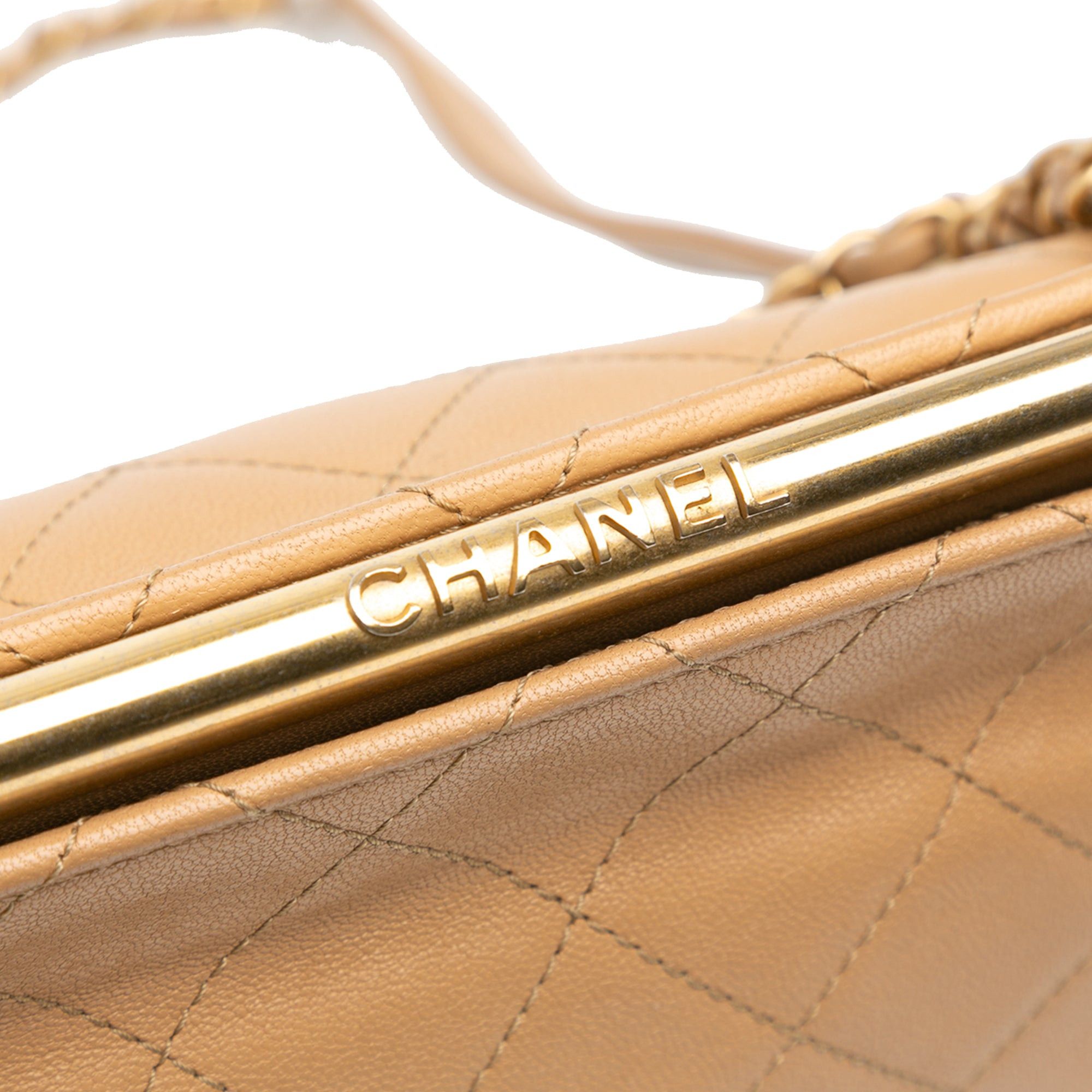 Chanel Chanel Quilted Lambskin CC Logo Bar Shoulder Bag Brown Size ONE SIZE - 7 Thumbnail
