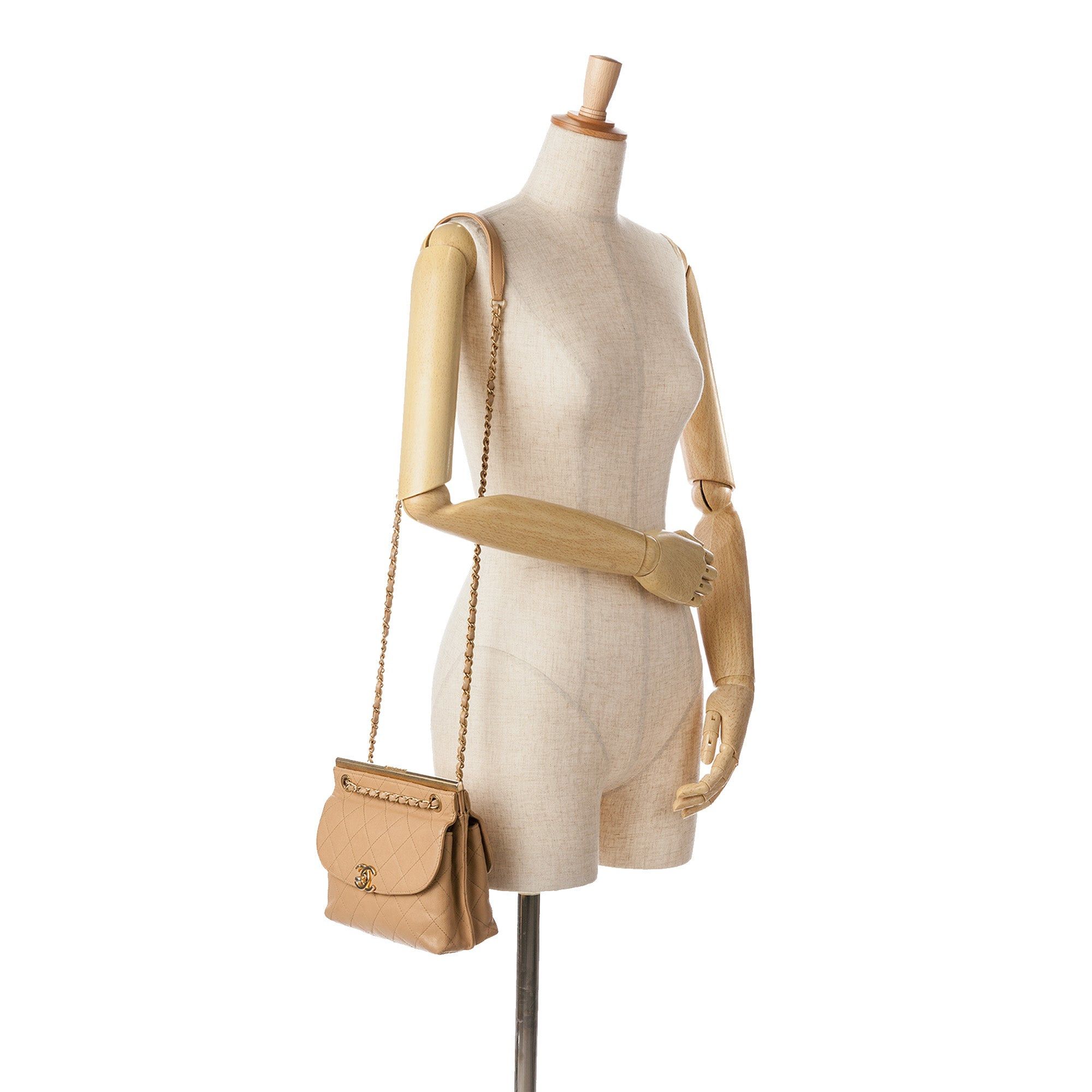 Chanel Chanel Quilted Lambskin CC Logo Bar Shoulder Bag Brown Size ONE SIZE - 9 Thumbnail