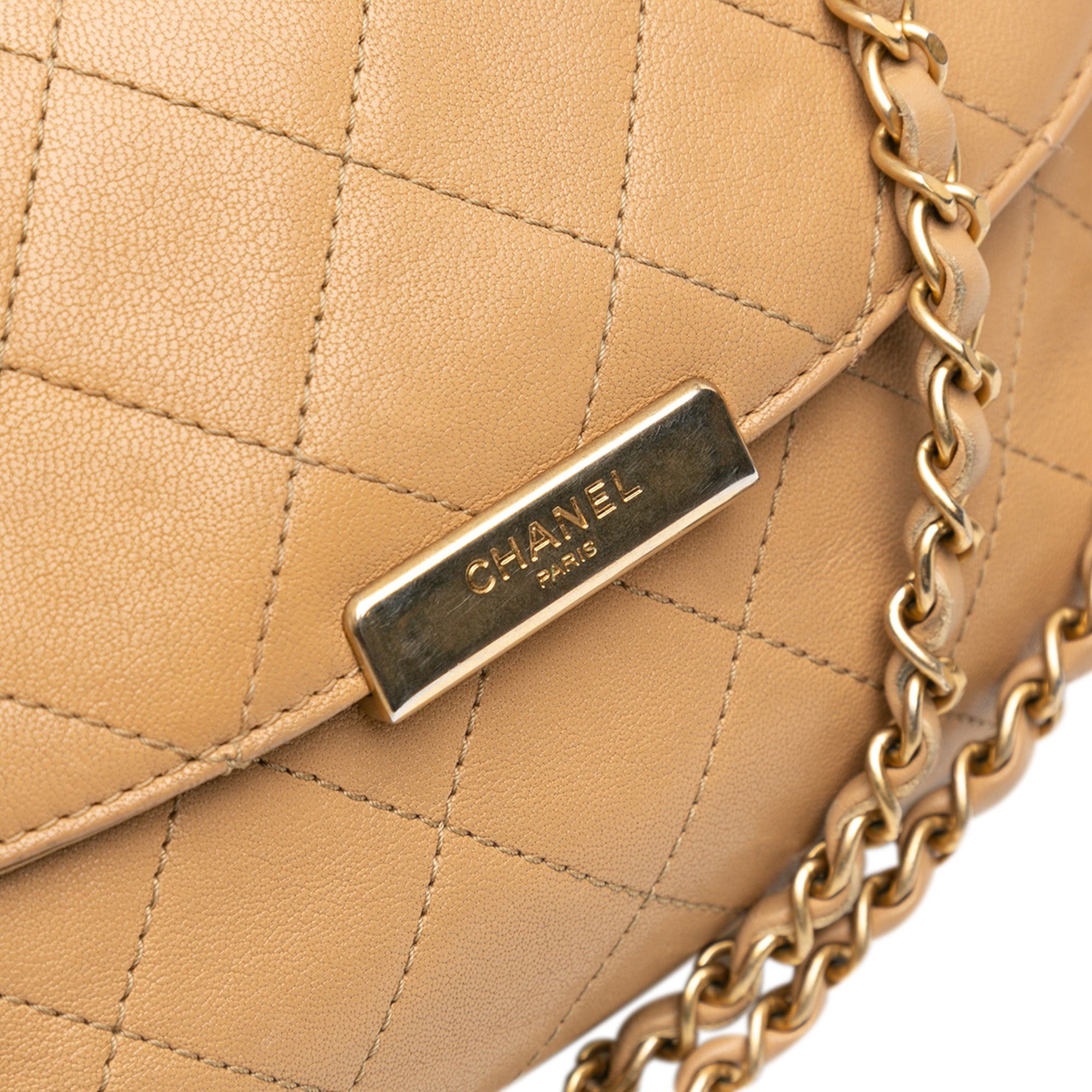Chanel Chanel Quilted Lambskin CC Logo Bar Shoulder Bag Brown Size ONE SIZE - 8 Thumbnail