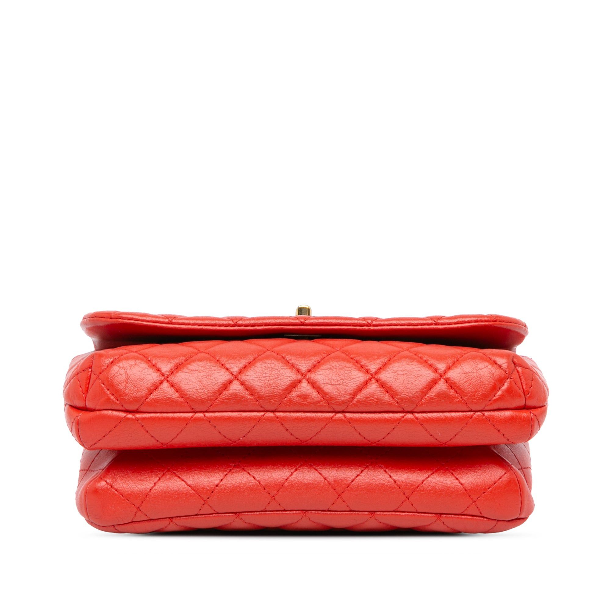 Chanel Chanel Quilted Lambskin Knock on Wood Satchel Red Size ONE SIZE - 3 Thumbnail