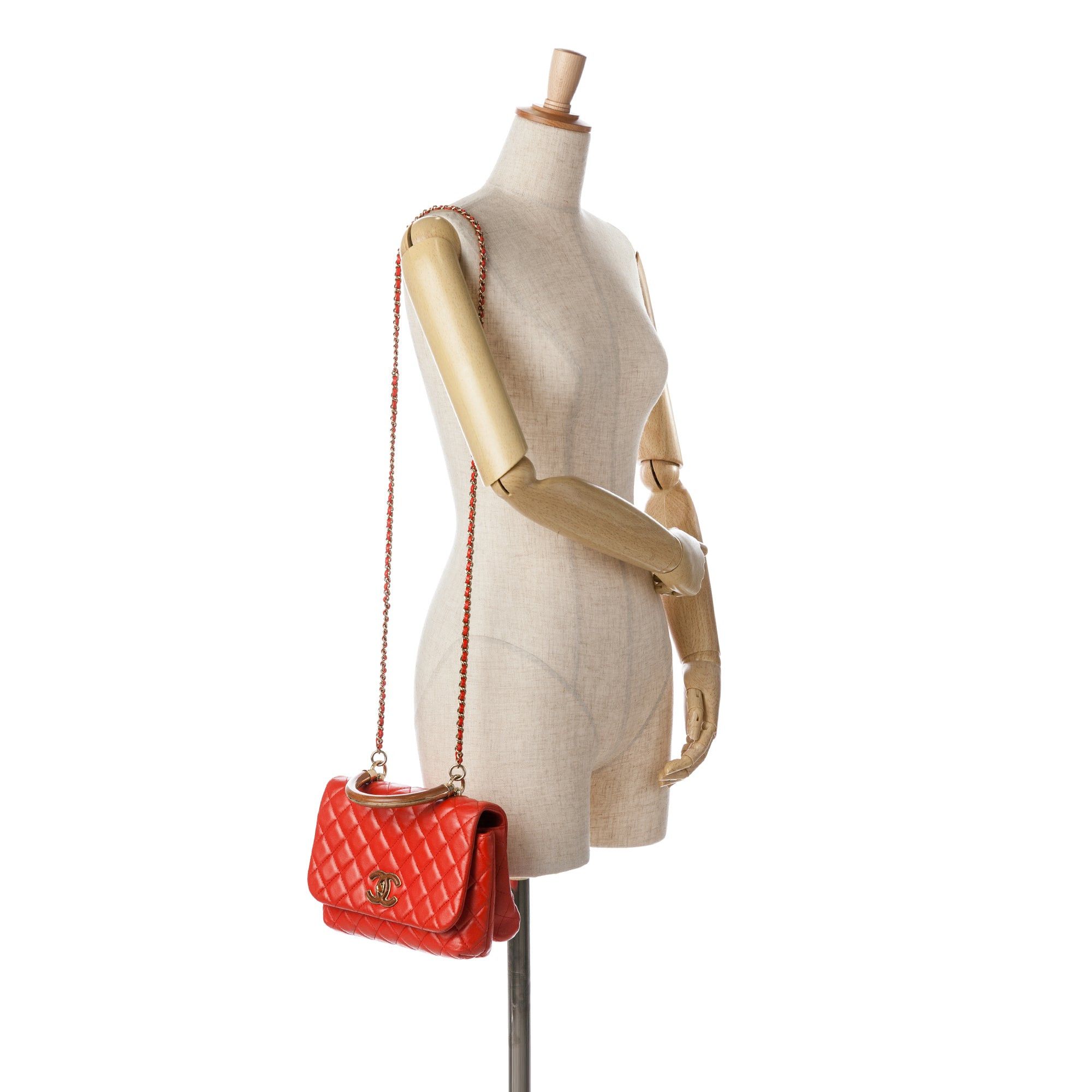 Chanel Chanel Quilted Lambskin Knock on Wood Satchel Red Size ONE SIZE - 9 Thumbnail