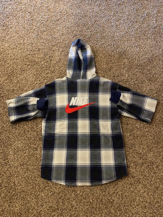 Supreme nike plaid discount hooded sweatshirt navy