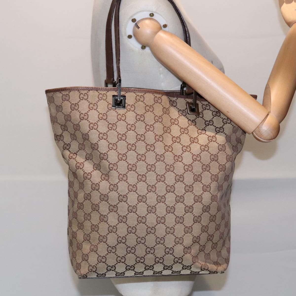 Gucci GUCCI GG Canvas Tote Bag Beige Silver 31243 Auth 92957 Grailed
