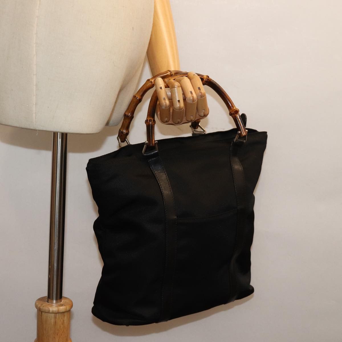 Gucci Bamboo Black Synthetic Handbag (Pre-Owned) Size ONE SIZE - 15 Thumbnail